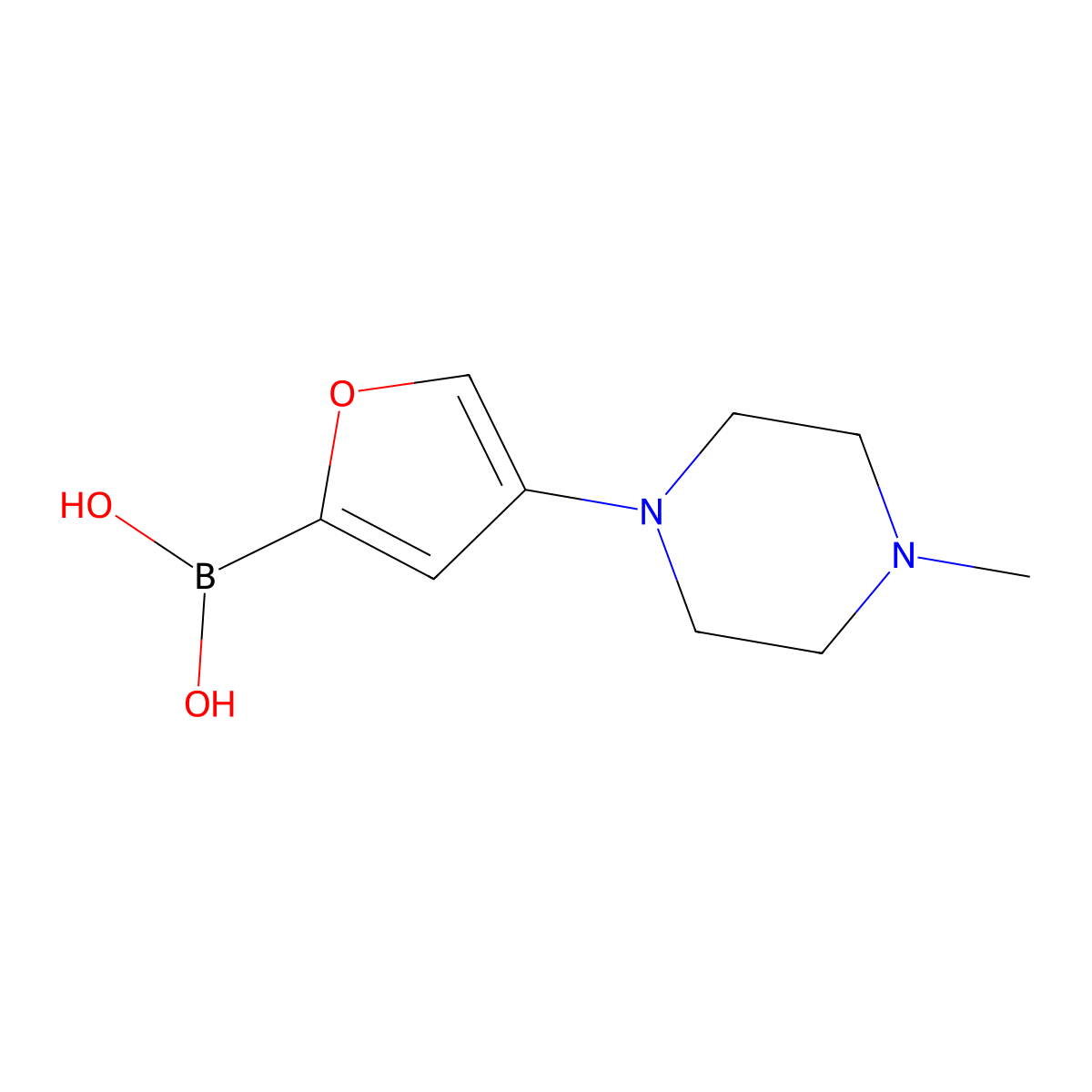 (4-(4-Methylpiperazin-1-yl)furan-2-yl)boronic acid molecular structure, CAS 2241864-87-7