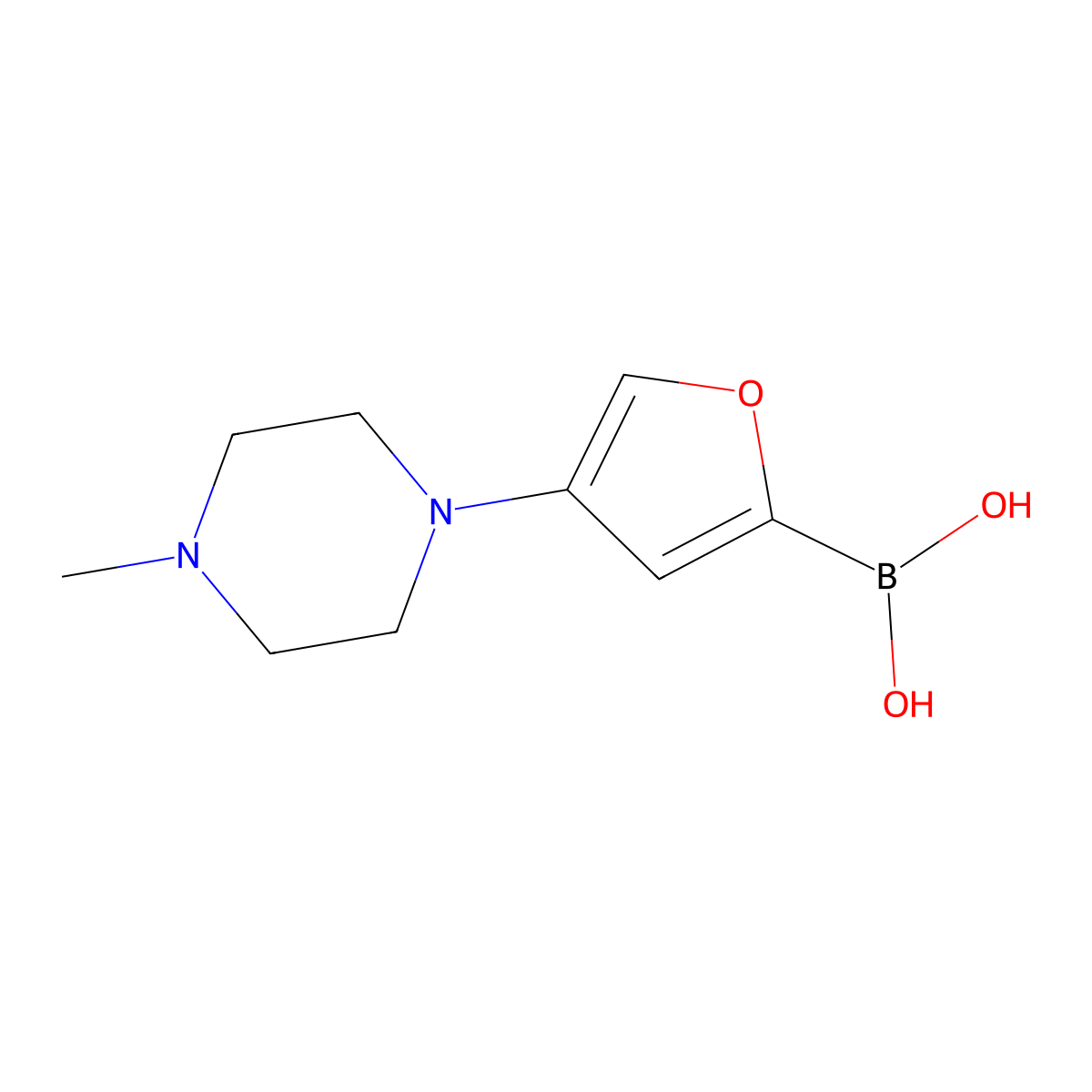 (4-(4-Methylpiperazin-1-yl)furan-2-yl)boronic acid molecular structure, CAS 2241864-87-7