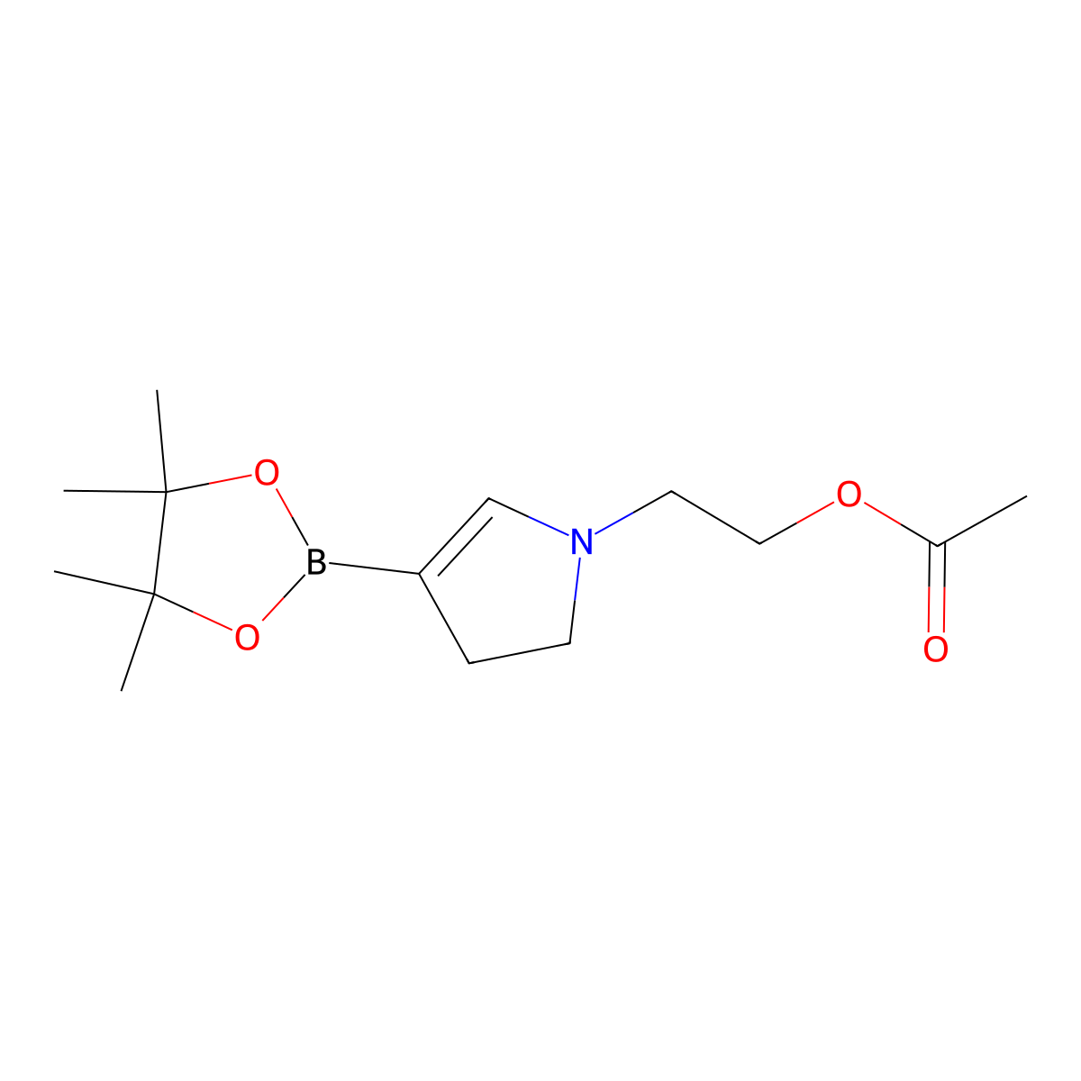 2-(4-(4,4,5,5-Tetramethyl-1,3,2-dioxaborolan-2-yl)-2,3-dihydro-1H-pyrrol-1-yl)ethyl acetate molecular structure, CAS 2241864-98-0