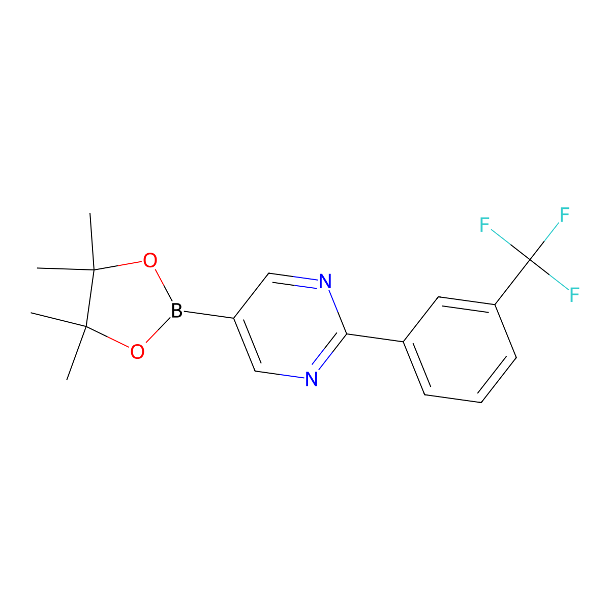 5-(4,4,5,5-Tetramethyl-1,3,2-dioxaborolan-2-yl)-2-(3-(trifluoromethyl)phenyl)pyrimidine molecular structure, CAS 2241865-04-1