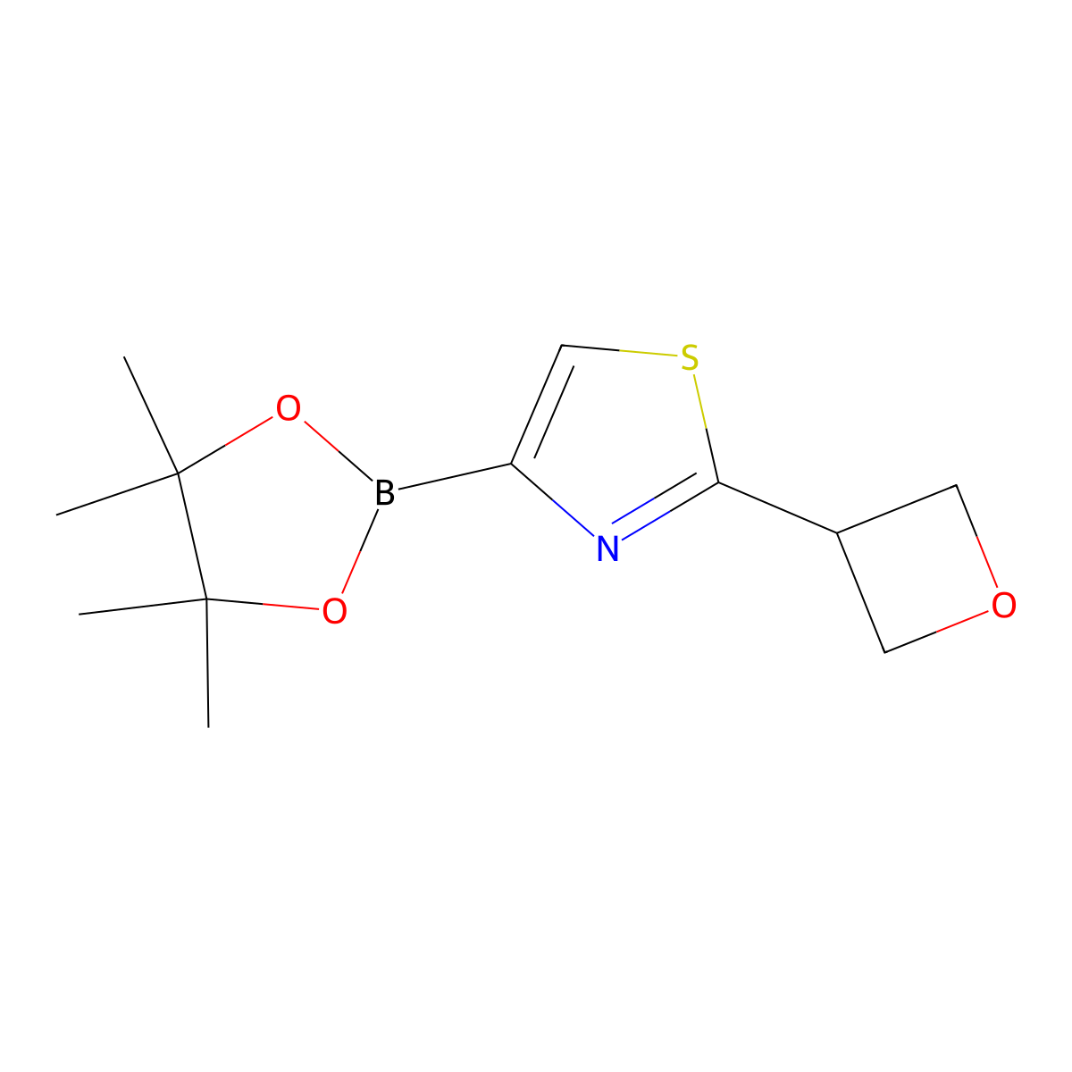 2-(Oxetan-3-yl)-4-(4,4,5,5-tetramethyl-1,3,2-dioxaborolan-2-yl)thiazole molecular structure, CAS 2241865-12-1