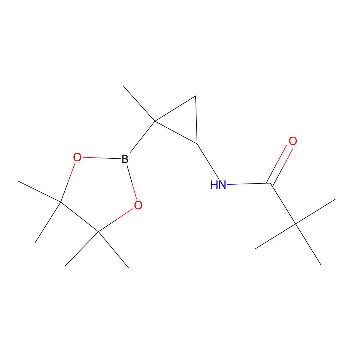 N-(2-methyl-2-(4,4,5,5-tetramethyl-1,3,2-dioxaborolan-2-yl)cyclopropyl)pivalamide molecular structure, CAS 2241865-16-5