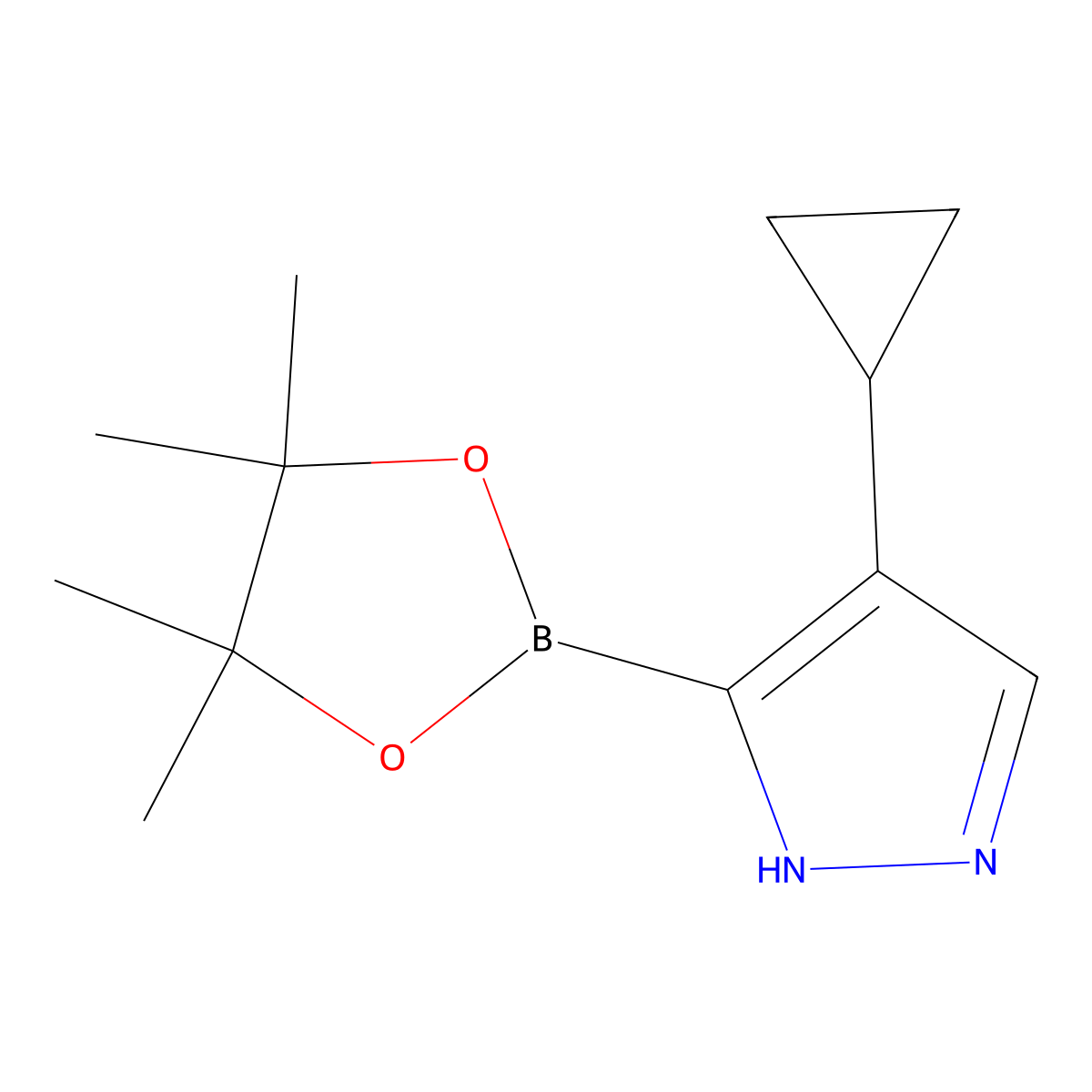 4-cyclopropyl-3-(4,4,5,5-tetramethyl-1,3,2-dioxaborolan-2-yl)-1H-pyrazole molecular structure, CAS 2241865-20-1
