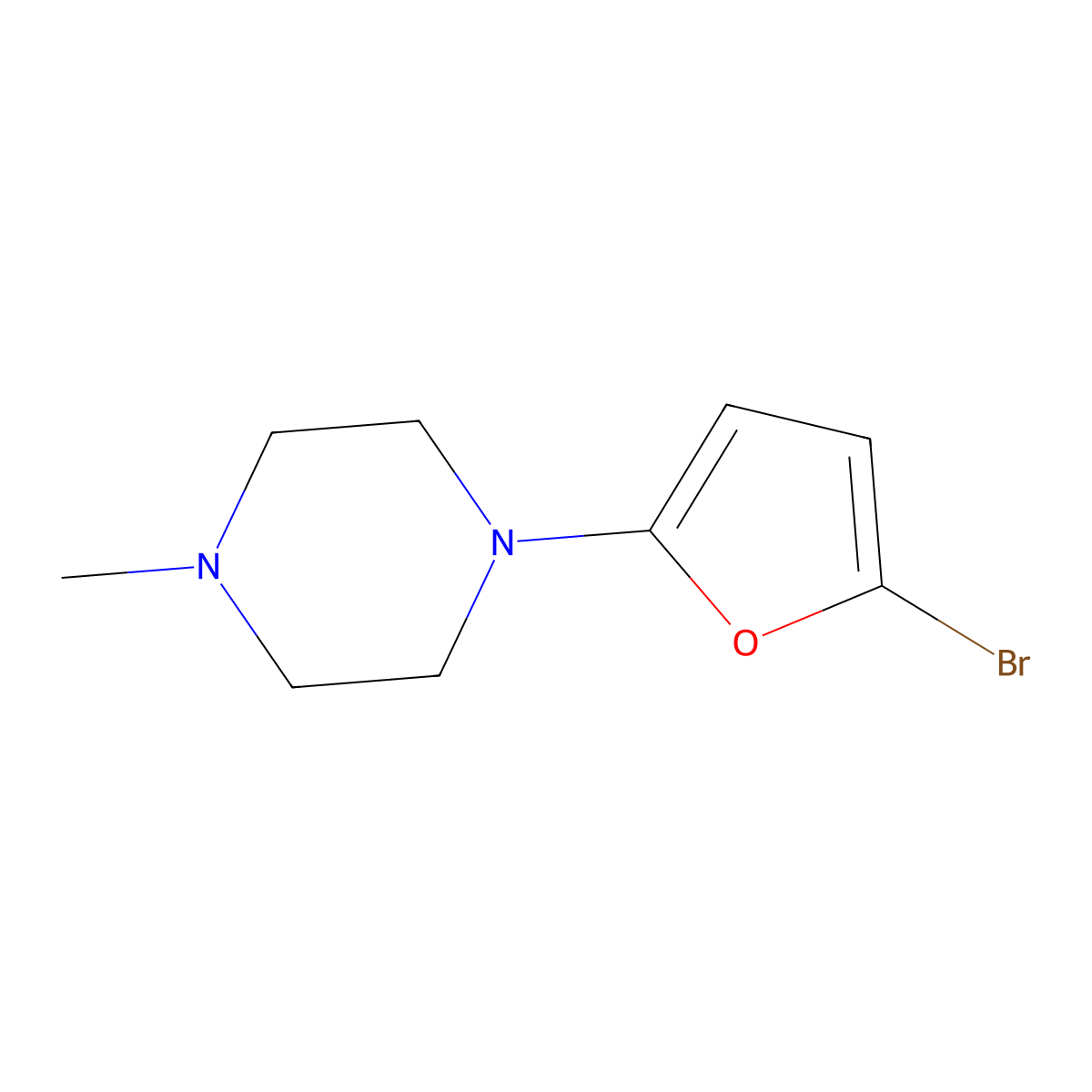 1-(5-Bromofuran-2-yl)-4-methylpiperazine molecular structure, CAS 2241865-32-5