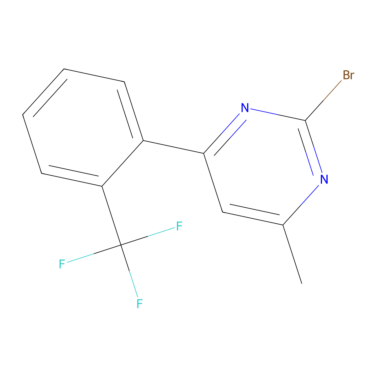 2-Bromo-4-methyl-6-(2-(trifluoromethyl)phenyl)pyrimidine molecular structure, CAS 2241865-36-9