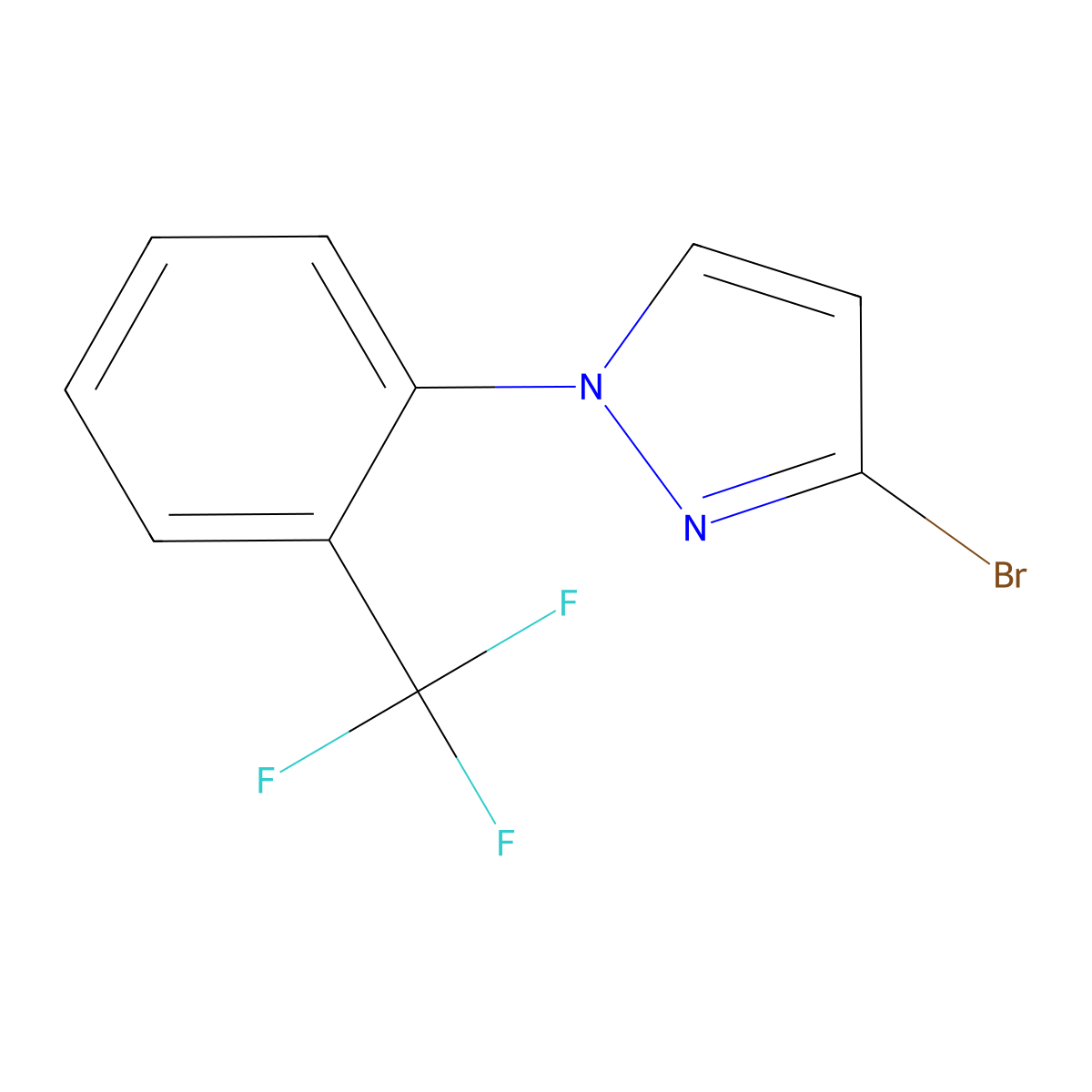 3-bromo-1-(2-(trifluoromethyl)phenyl)-1H-pyrazole molecular structure, CAS 2241865-52-9