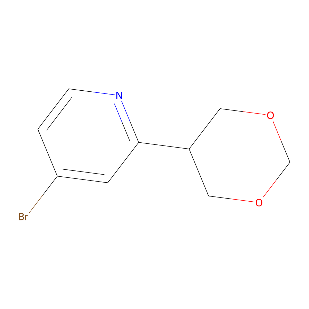 4-Bromo-2-(1,3-dioxan-5-yl)pyridine molecular structure, CAS 2241866-28-2
