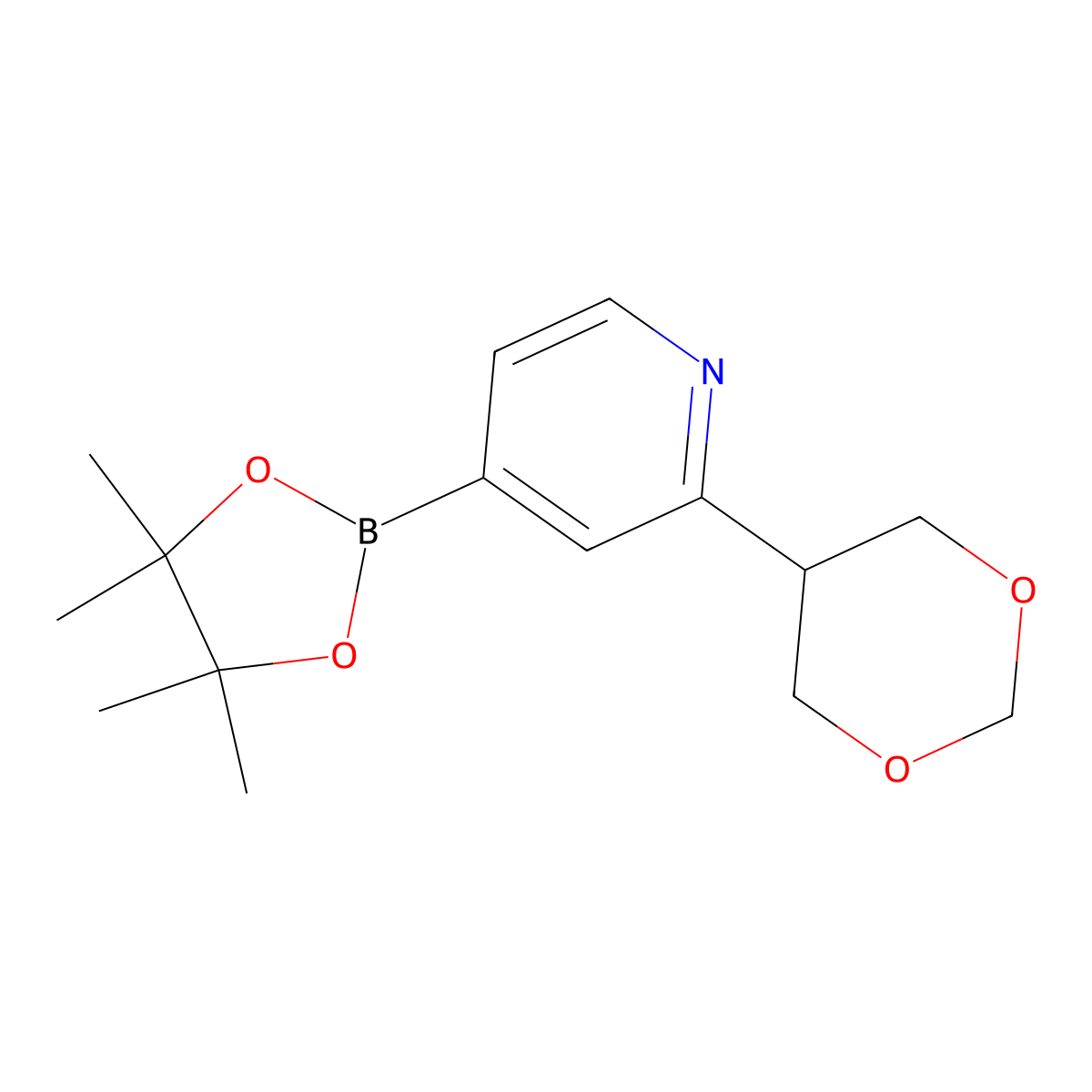 2-(1,3-Dioxan-5-yl)-4-(4,4,5,5-tetramethyl-1,3,2-dioxaborolan-2-yl)pyridine molecular structure, CAS 2241866-32-8