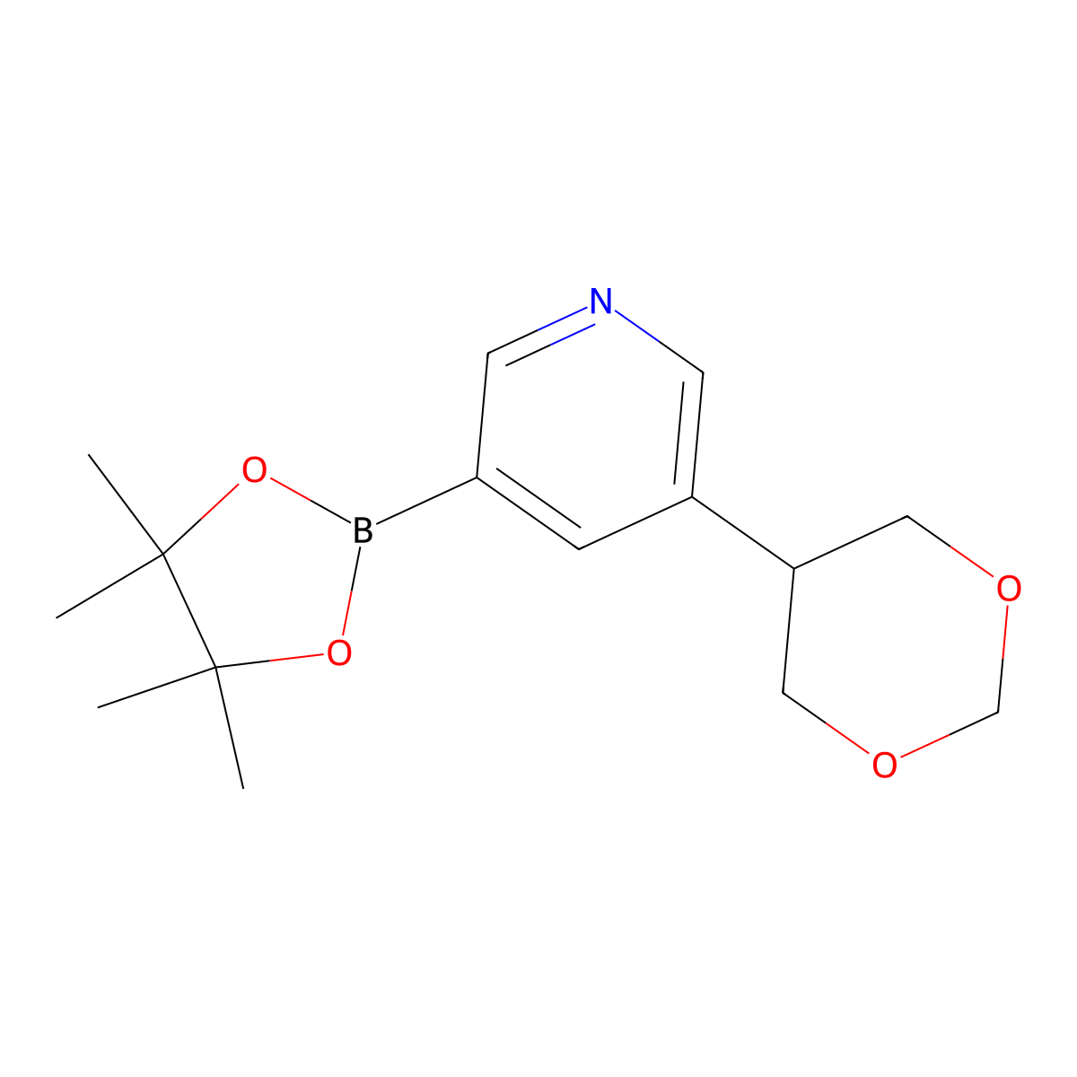 3-(1,3-Dioxan-5-yl)-5-(4,4,5,5-tetramethyl-1,3,2-dioxaborolan-2-yl)pyridine molecular structure, CAS 2241866-33-9