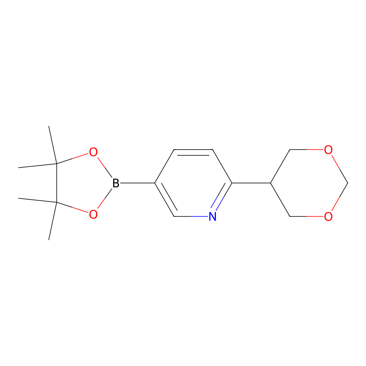 2-(1,3-Dioxan-5-yl)-5-(4,4,5,5-tetramethyl-1,3,2-dioxaborolan-2-yl)pyridine molecular structure, CAS 2241866-34-0