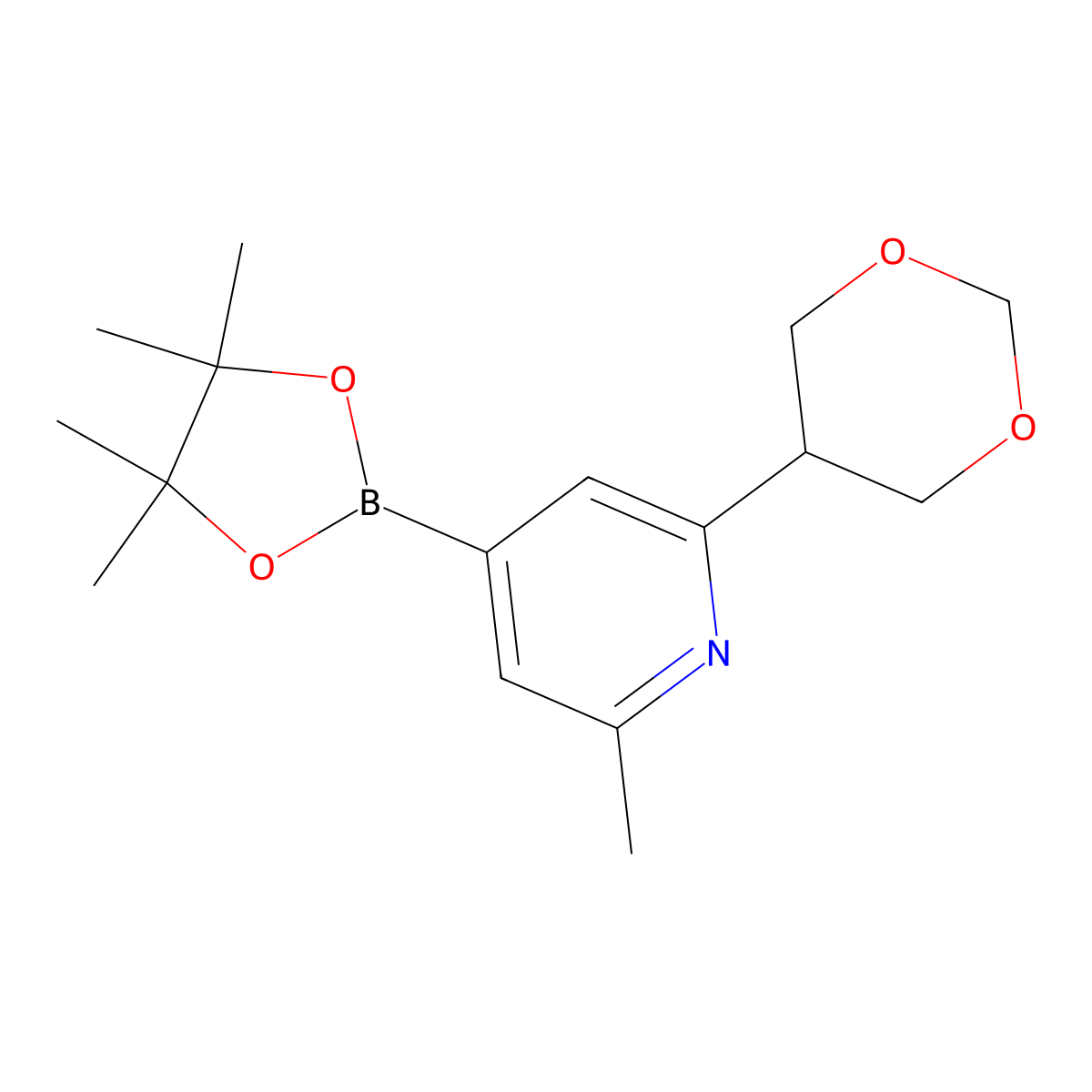 2-(1,3-Dioxan-5-yl)-6-methyl-4-(4,4,5,5-tetramethyl-1,3,2-dioxaborolan-2-yl)pyridine molecular structure, CAS 2241866-37-3