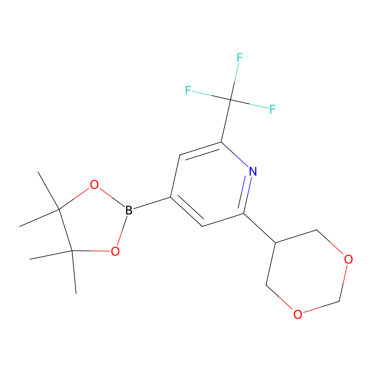 2-(1,3-Dioxan-5-yl)-4-(4,4,5,5-tetramethyl-1,3,2-dioxaborolan-2-yl)-6-(trifluoromethyl)pyridine molecular structure, CAS 2241866-39-5