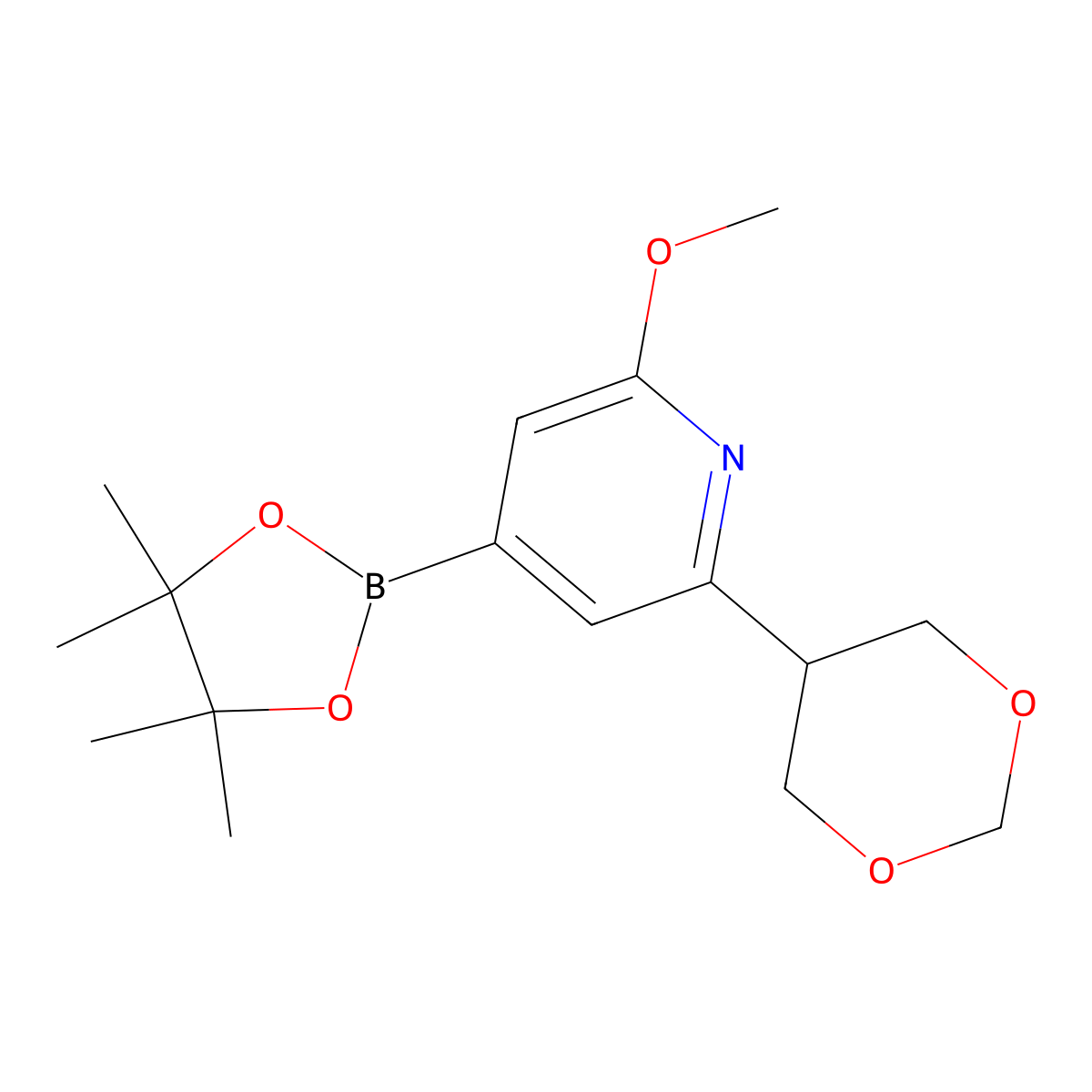 2-(1,3-Dioxan-5-yl)-6-methoxy-4-(4,4,5,5-tetramethyl-1,3,2-dioxaborolan-2-yl)pyridine molecular structure, CAS 2241866-40-8