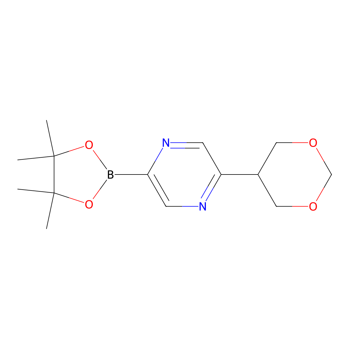2-(1,3-Dioxan-5-yl)-5-(4,4,5,5-tetramethyl-1,3,2-dioxaborolan-2-yl)pyrazine molecular structure, CAS 2241866-44-2