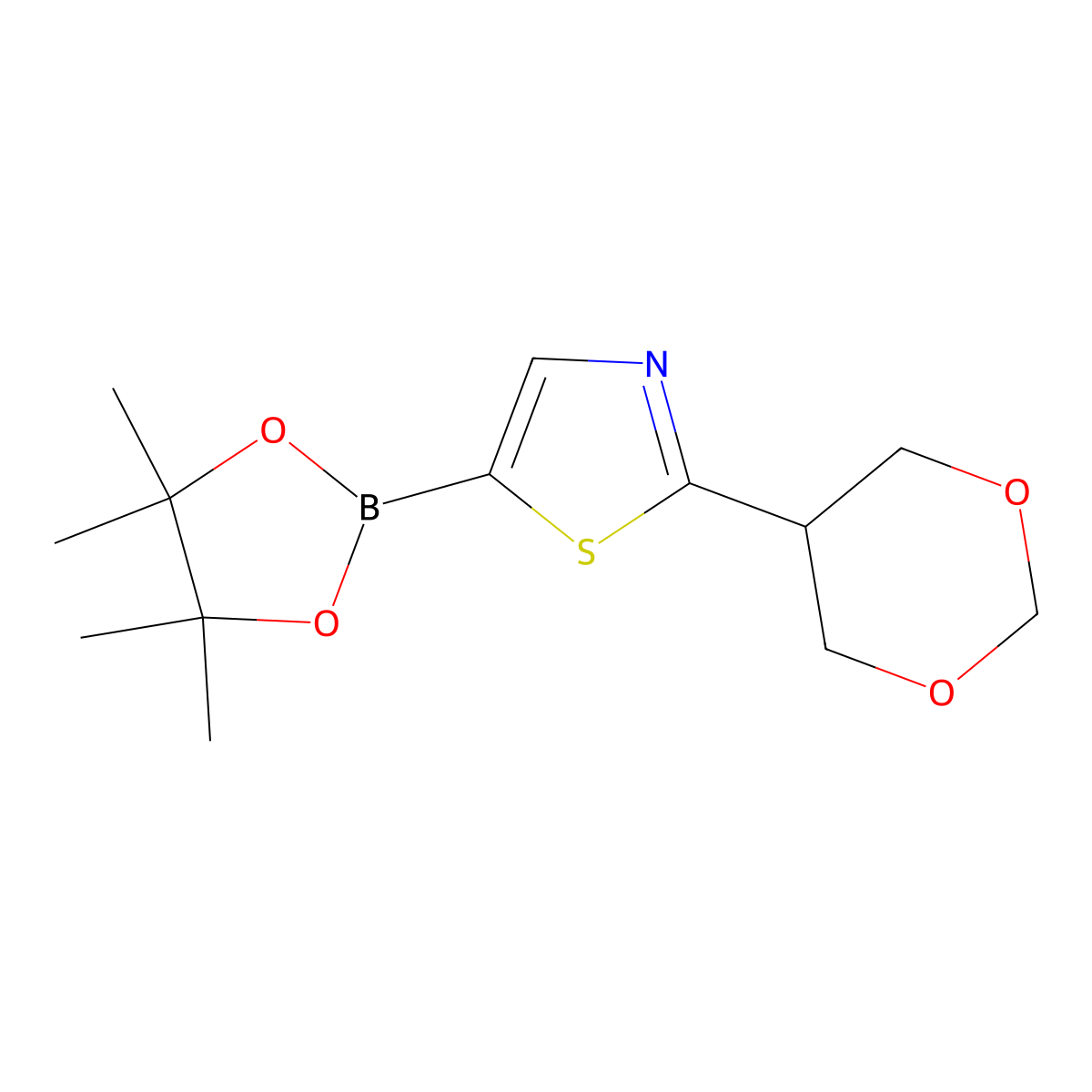 2-(1,3-Dioxan-5-yl)-5-(4,4,5,5-tetramethyl-1,3,2-dioxaborolan-2-yl)thiazole molecular structure, CAS 2241866-50-0