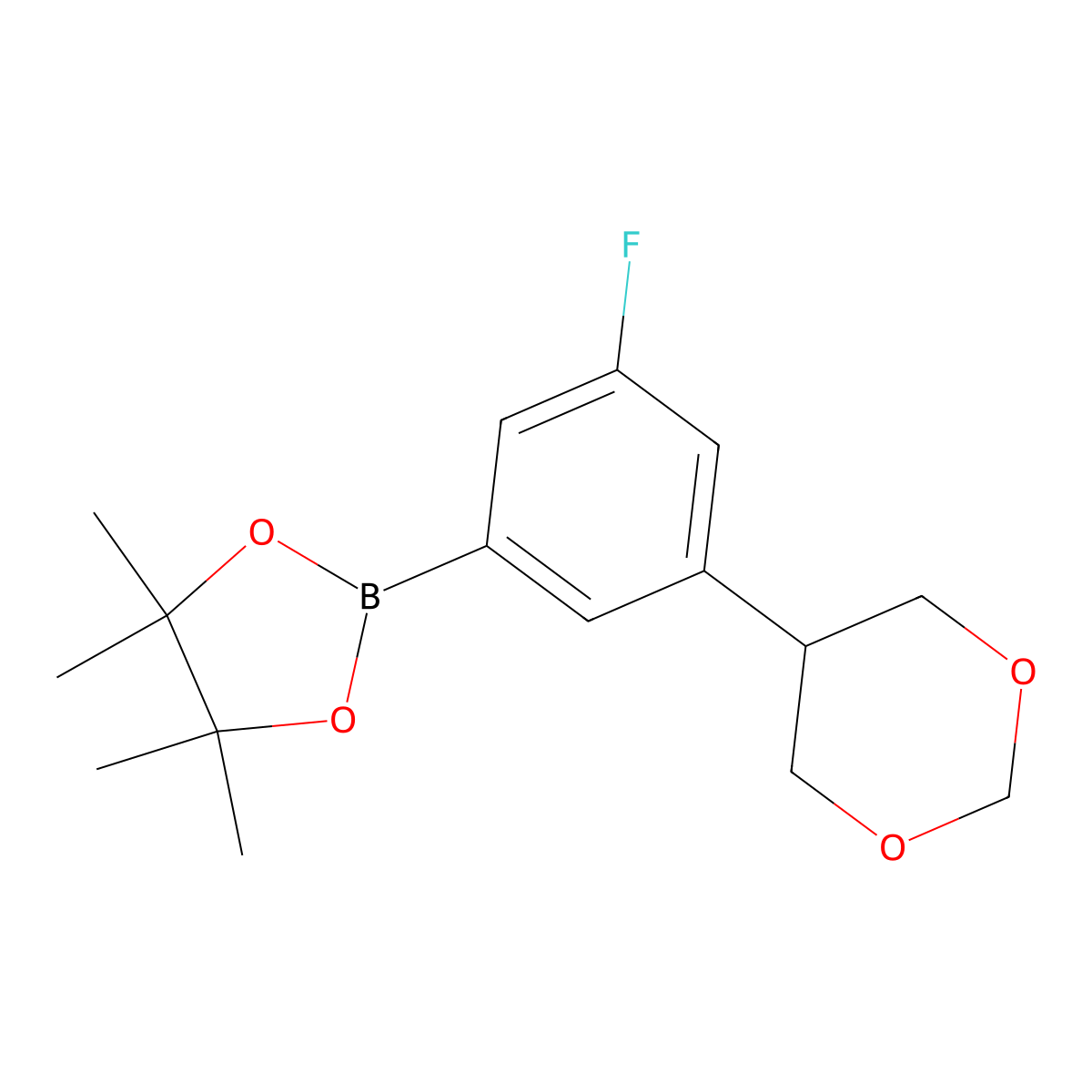 2-(3-(1,3-Dioxan-5-yl)-5-fluorophenyl)-4,4,5,5-tetramethyl-1,3,2-dioxaborolane molecular structure, CAS 2241866-56-6