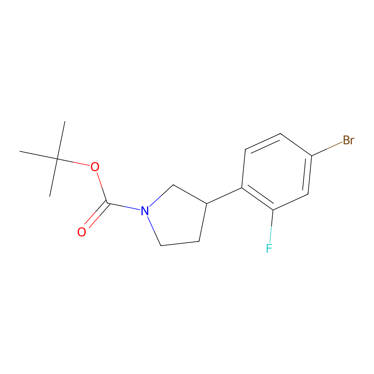 tert-Butyl 3-(4-bromo-2-fluorophenyl)pyrrolidine-1-carboxylate molecular structure, CAS 2241872-42-2