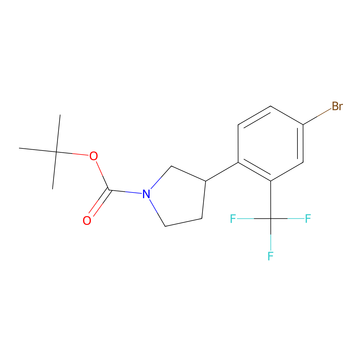 Tert-butyl 3-(4-bromo-2-(trifluoromethyl)phenyl)pyrrolidine-1-carboxylate molecular structure, CAS 2241872-44-4