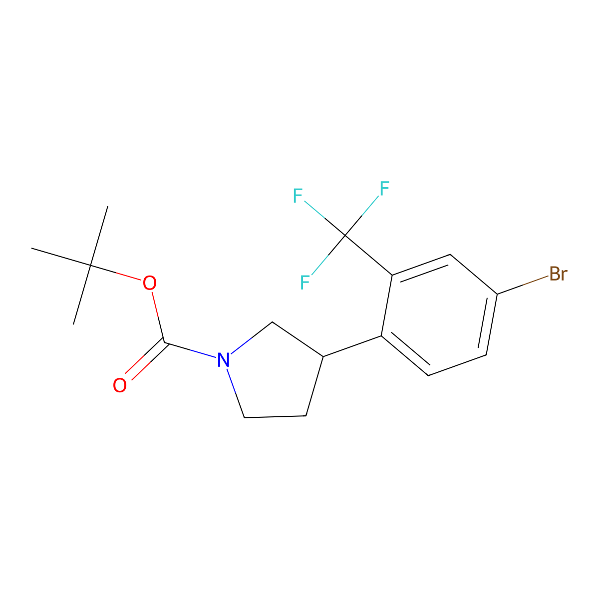 Tert-butyl 3-(4-bromo-2-(trifluoromethyl)phenyl)pyrrolidine-1-carboxylate molecular structure, CAS 2241872-44-4