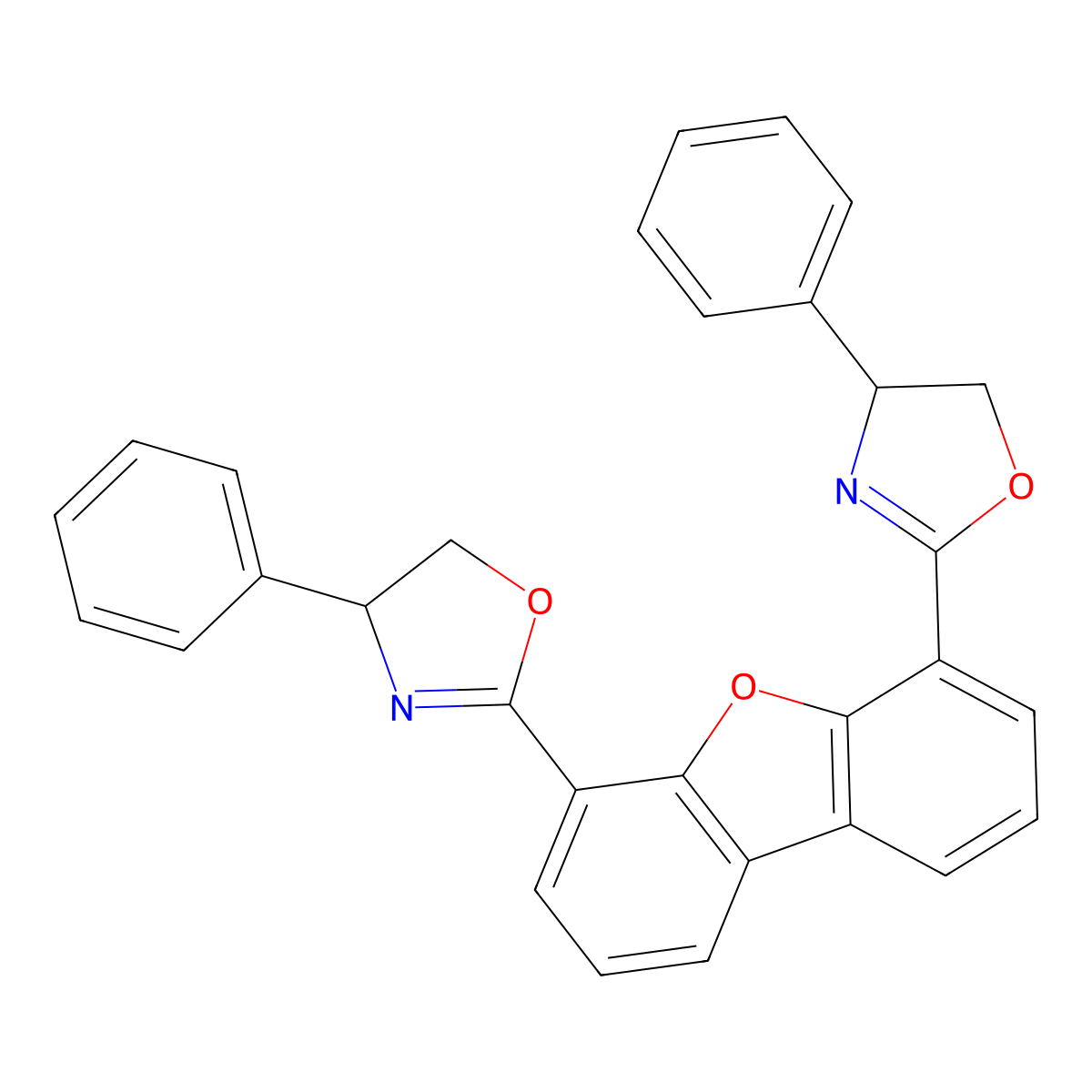 4,6-Bis(4-phenyl-4,5-dihydrooxazol-2-yl)dibenzo[b,d]furan molecular structure, CAS 2241935-88-4
