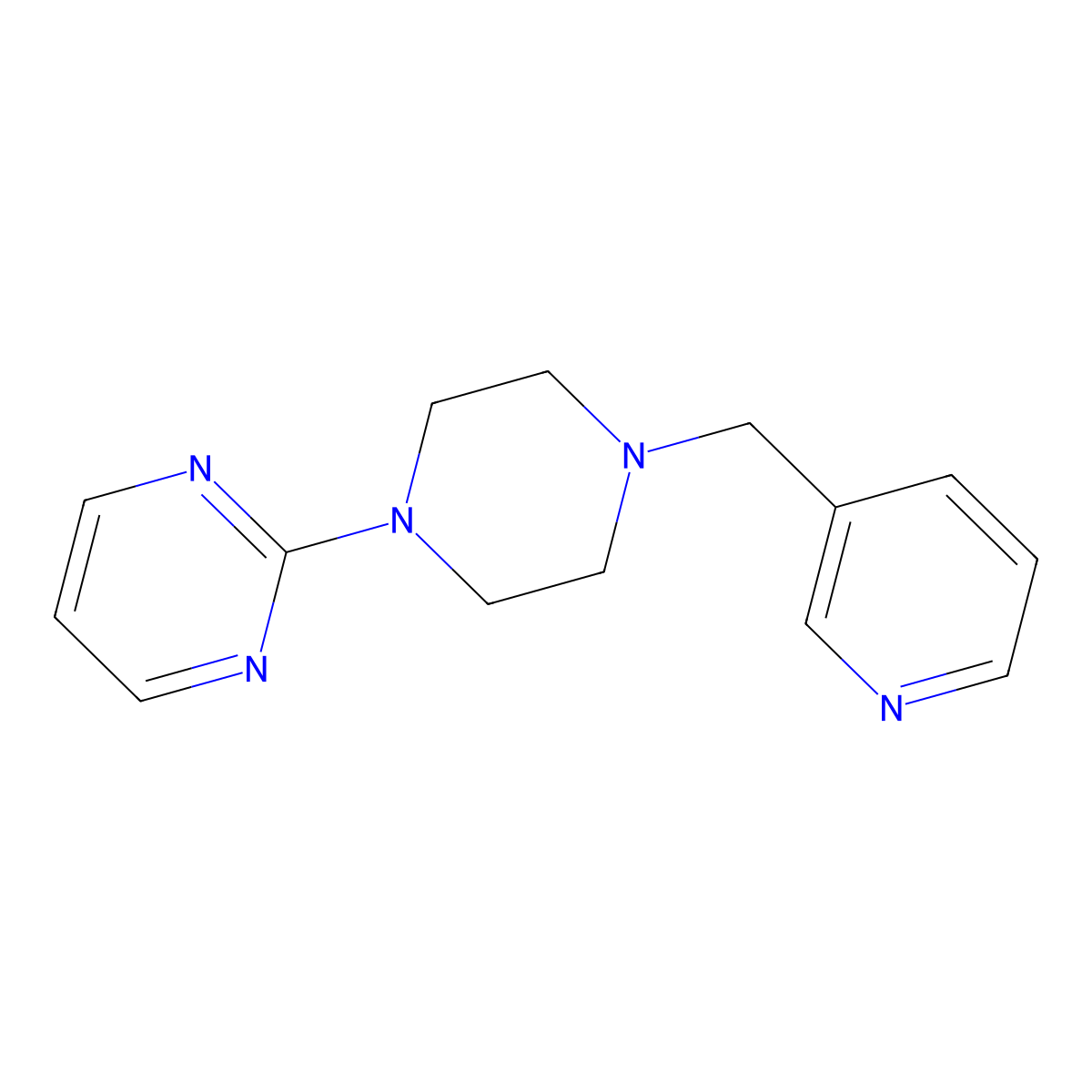 Pyrimidine, 2-[4-(3-pyridinylmethyl)-1-piperazinyl]- molecular structure, CAS 2241982-97-6