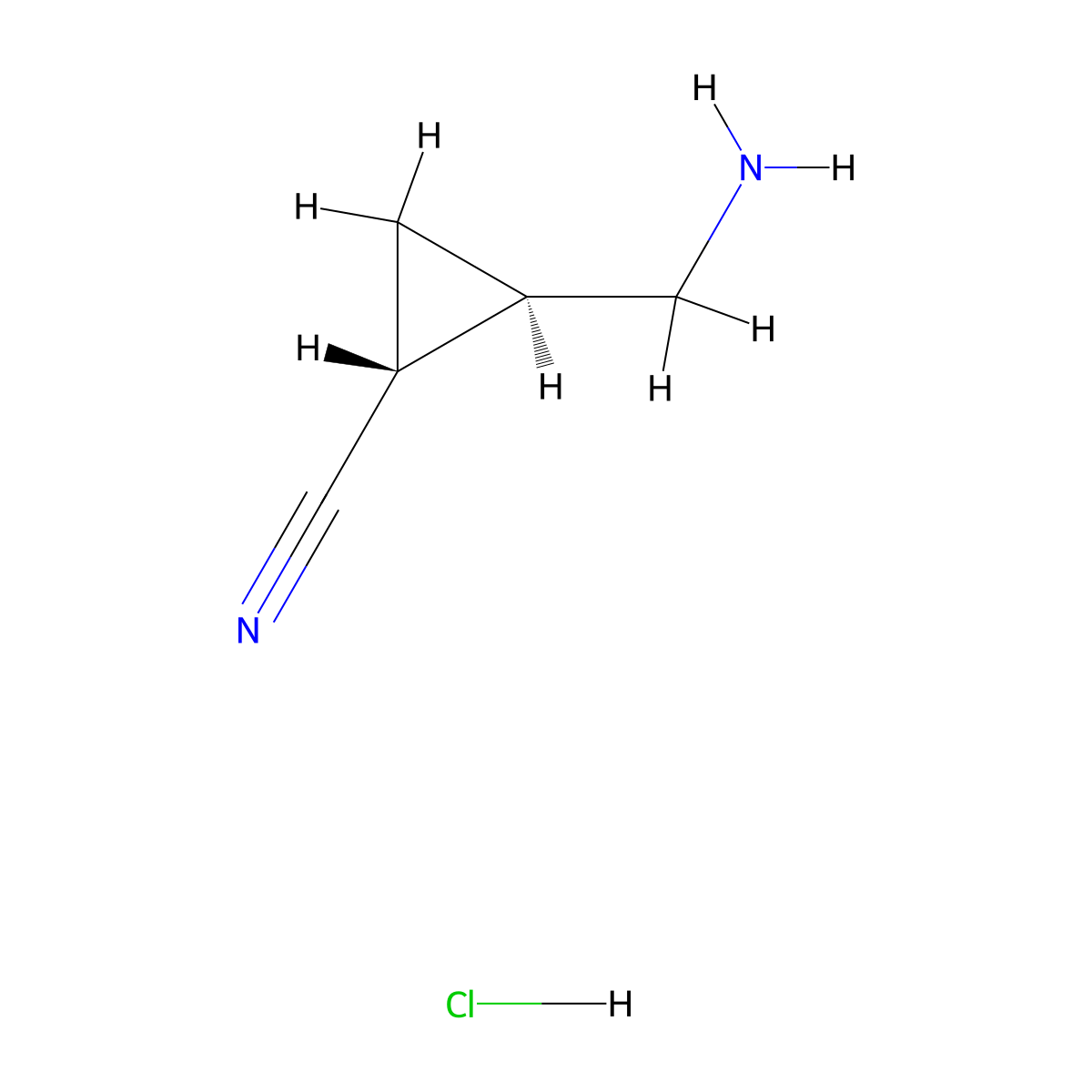 trans-(1R,2R)-2-(aminomethyl)cyclopropane-1-carbonitrile;hydrochloride molecular structure, CAS 2242047-98-7