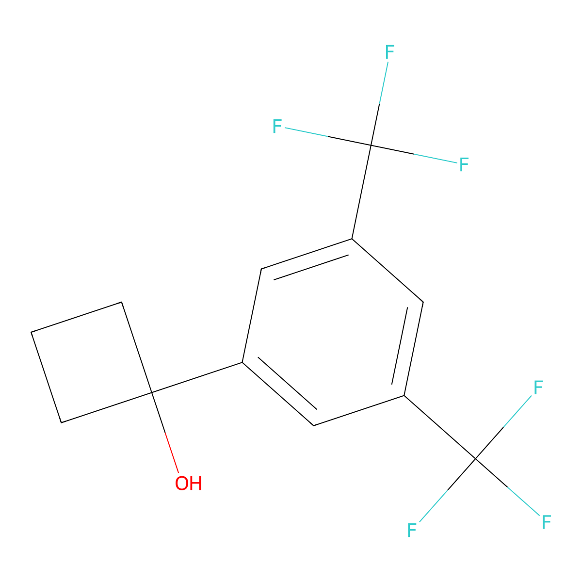 1-(3,5-Bis(trifluoromethyl)phenyl)cyclobutanol molecular structure, CAS 2242185-75-5