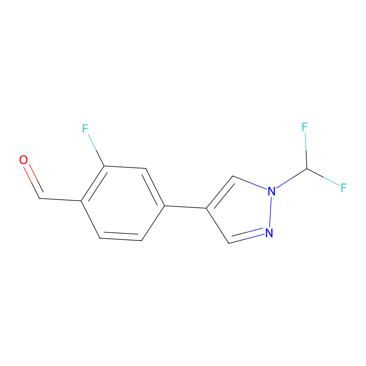 4-(1-(Difluoromethyl)-1H-pyrazol-4-yl)-2-fluorobenzaldehyde molecular structure, CAS 2242424-87-7