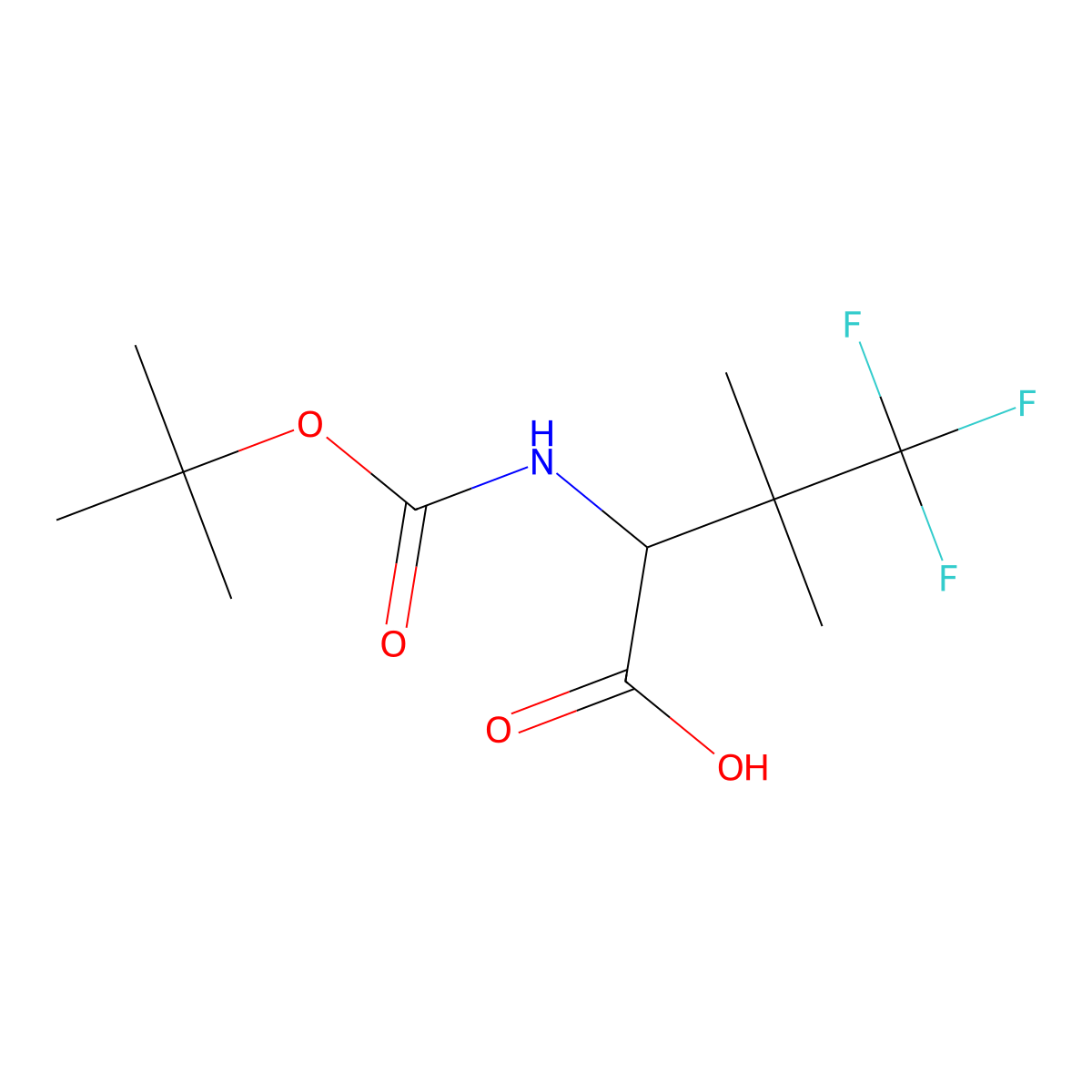 2-(((Tert-butoxy)carbonyl)amino)-4,4,4-trifluoro-3,3-dimethylbutanoic acid molecular structure, CAS 2242426-49-7