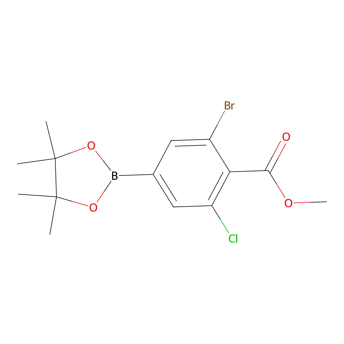 Methyl 2-bromo-6-chloro-4-(4,4,5,5-tetramethyl-1,3,2-dioxaborolan-2-YL)benzoate molecular structure, CAS 2242452-92-0