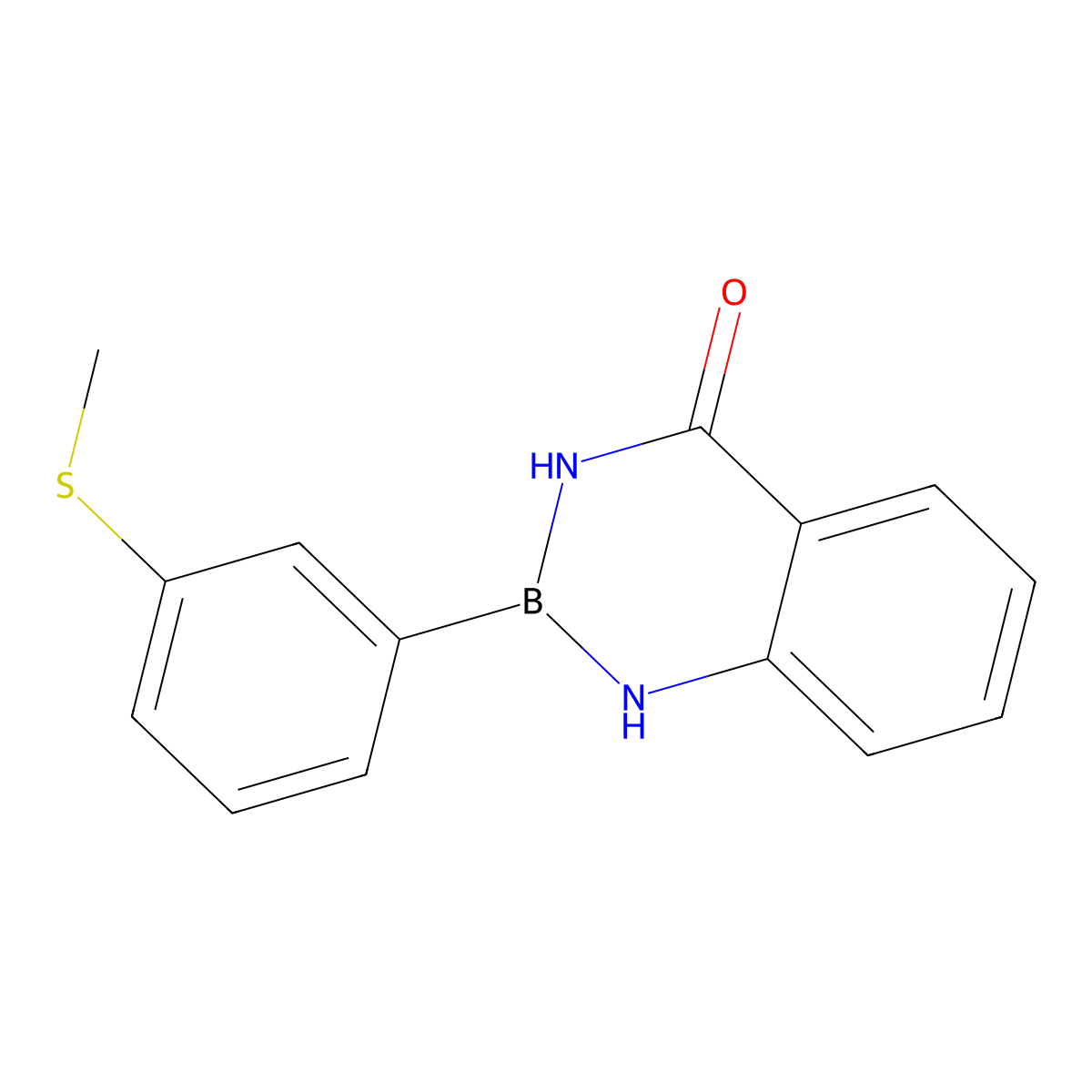 2-(3-(Methylthio)phenyl)-2,3-dihydrobenzo[d][1,3,2]diazaborinin-4(1H)-one molecular structure, CAS 2242502-24-3