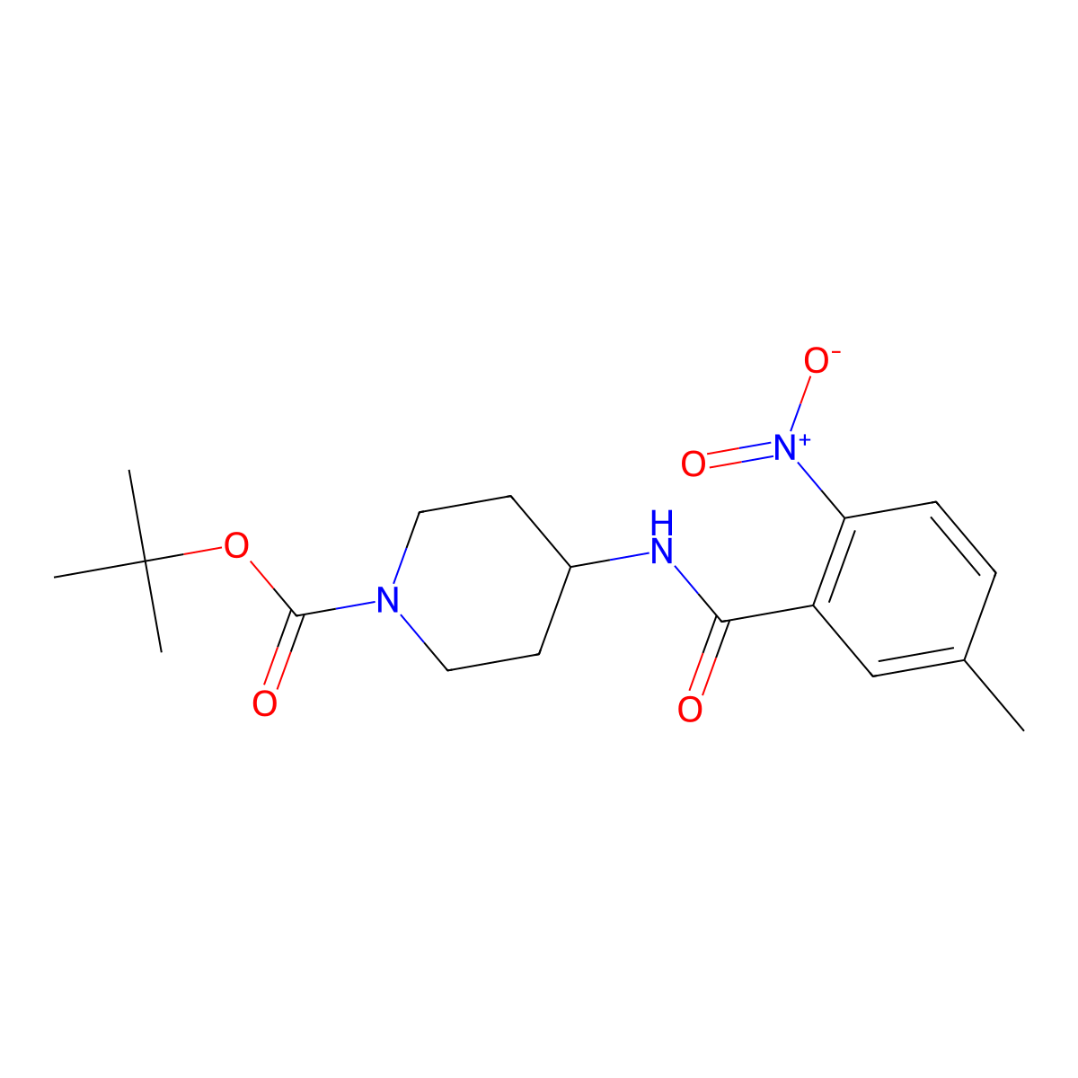 Tert-butyl 4-(5-methyl-2-nitrobenzamido)piperidine-1-carboxylate molecular structure, CAS 2242527-26-8