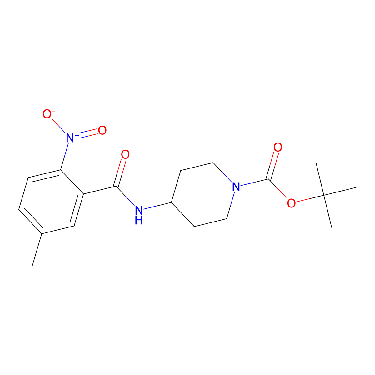 Tert-butyl 4-(5-methyl-2-nitrobenzamido)piperidine-1-carboxylate molecular structure, CAS 2242527-26-8