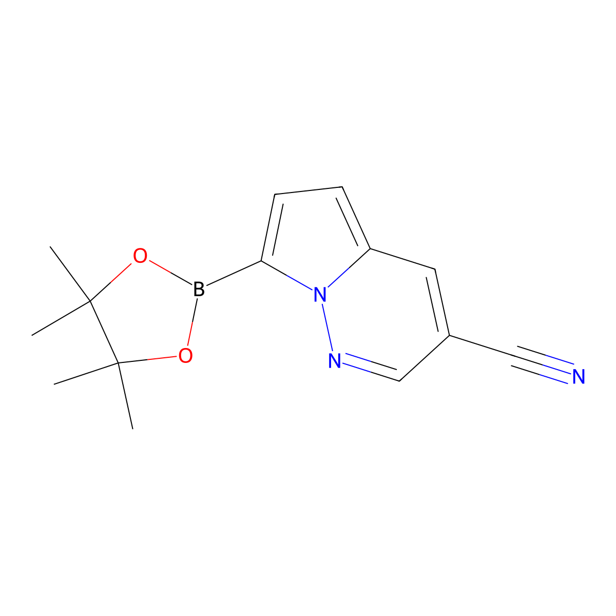7-(4,4,5,5-Tetramethyl-1,3,2-dioxaborolan-2-yl)pyrrolo[1,2-b]pyridazine-3-carbonitrile molecular structure, CAS 2242578-36-3