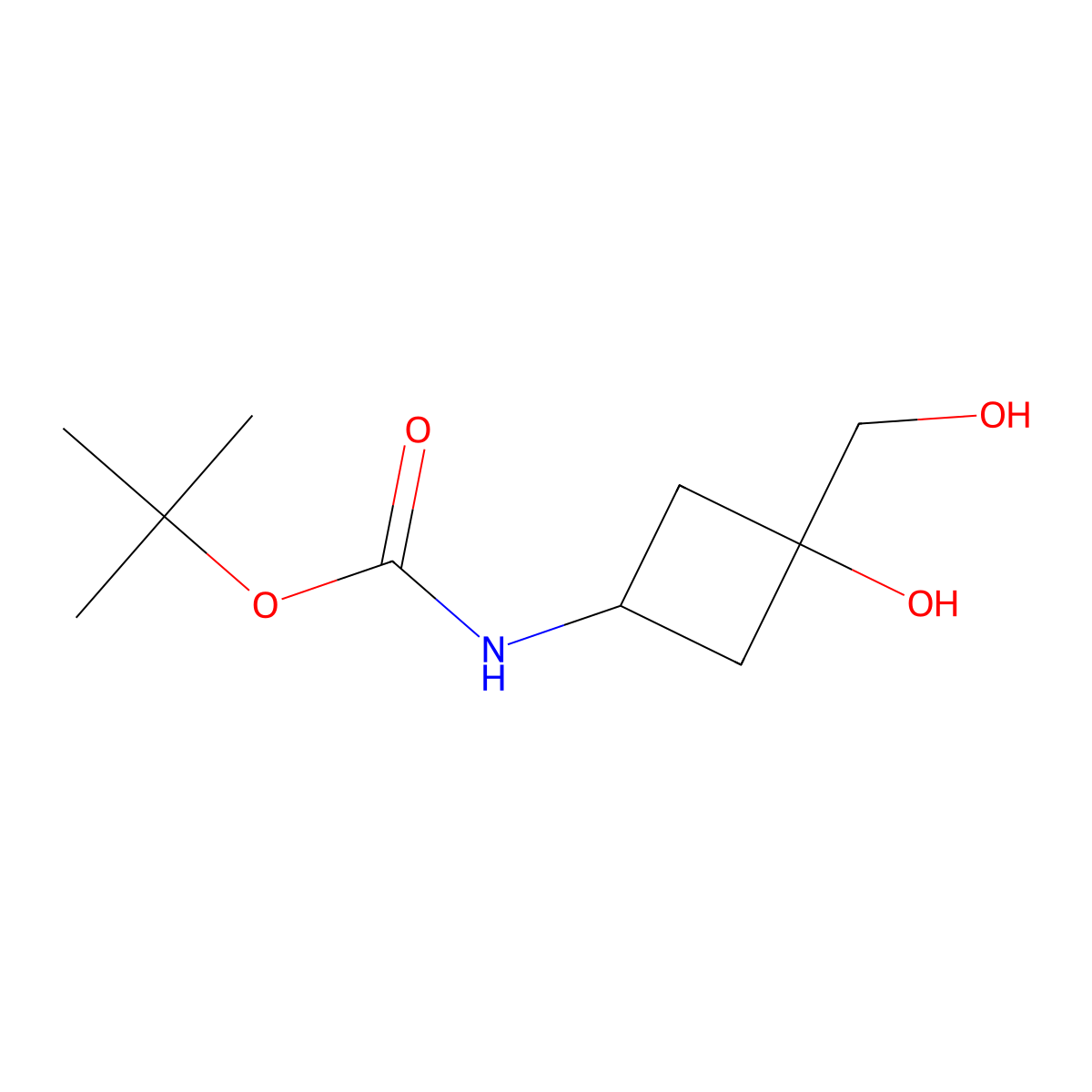 tert-butyl N-[3-hydroxy-3-(hydroxymethyl)cyclobutyl]carbamate molecular structure, CAS 2242580-14-7