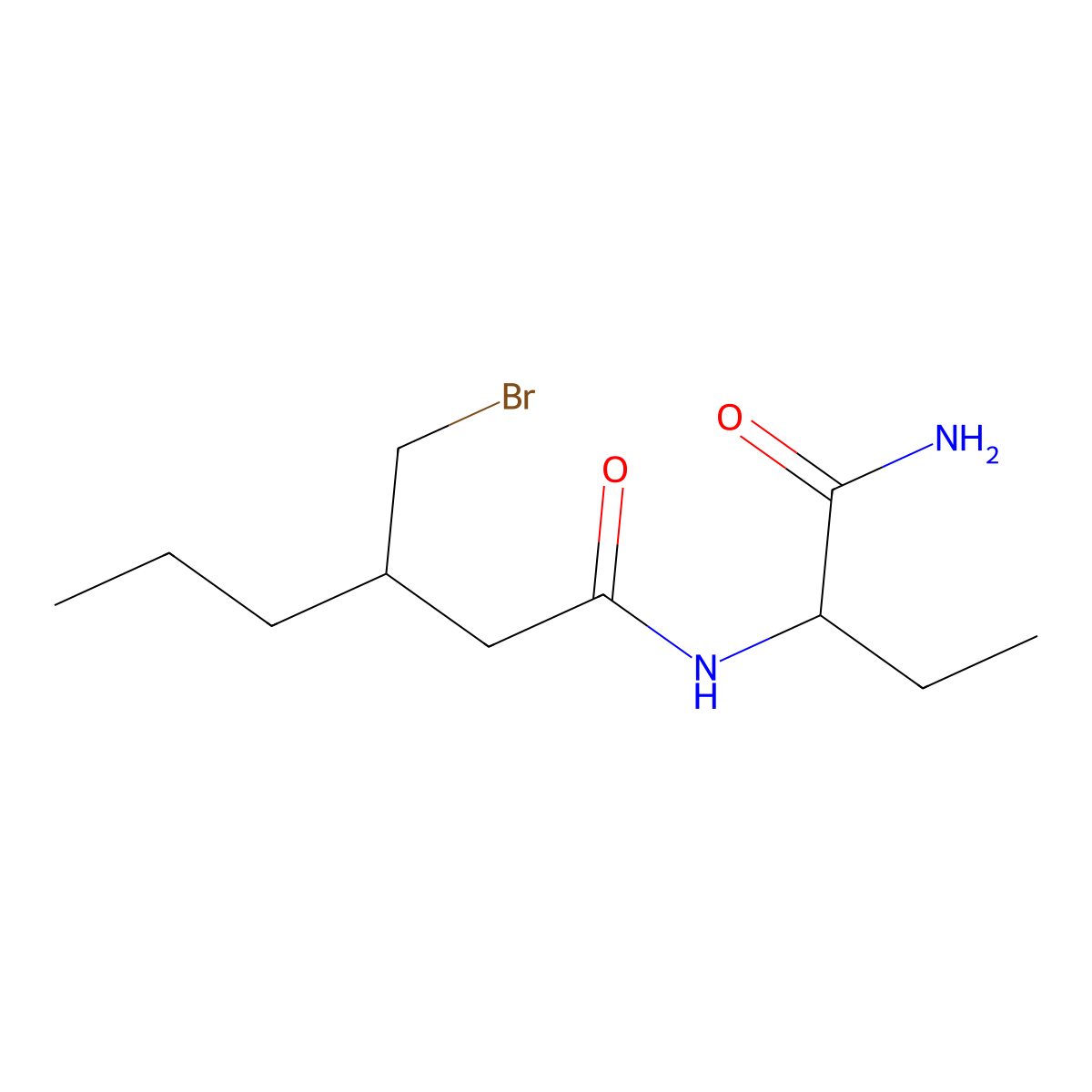 (R)-N-((S)-1-Amino-1-oxobutan-2-yl)-3-(bromomethyl)hexanamide molecular structure, CAS 2242647-55-6