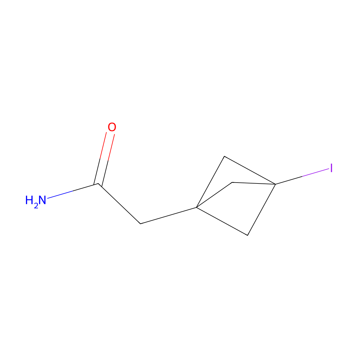 2-(3-Iodo-1-bicyclo[1.1.1]pentanyl)acetamide molecular structure, CAS 2242694-00-2