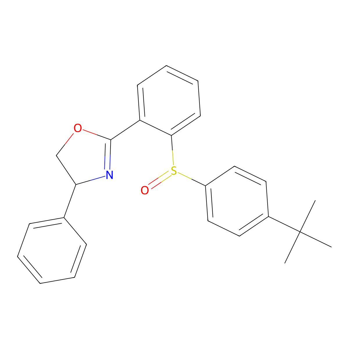 (S)-2-(2-((S)-(4-(tert-Butyl)phenyl)sulfinyl)phenyl)-4-phenyl-4,5-dihydrooxazole molecular structure, CAS 2242702-44-7