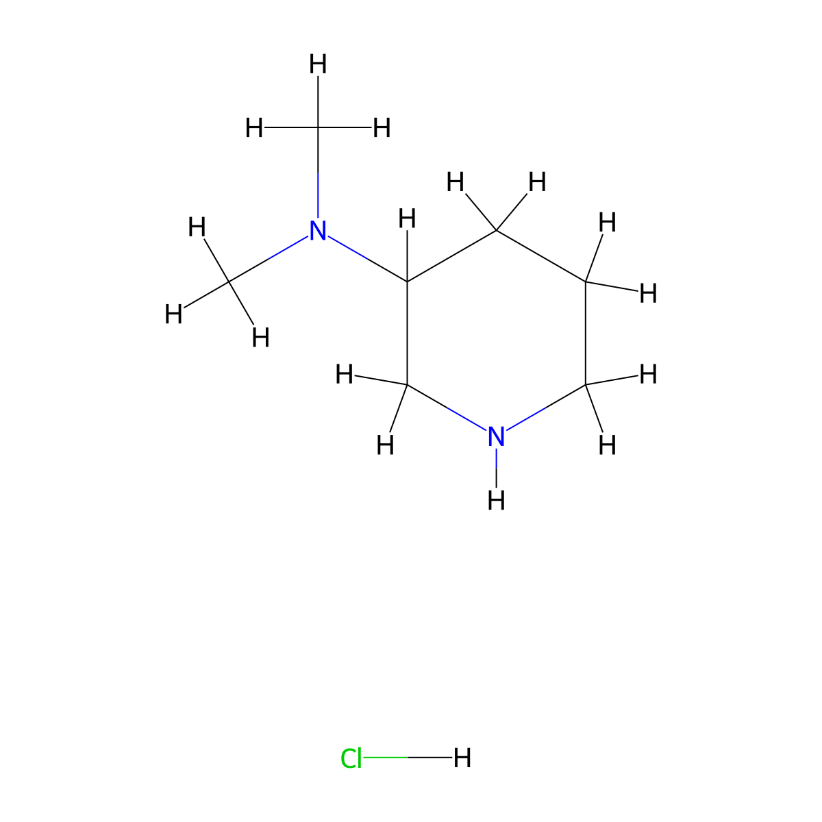 N,N-dimethylpiperidin-3-amine hydrochloride molecular structure, CAS 2242729-82-2
