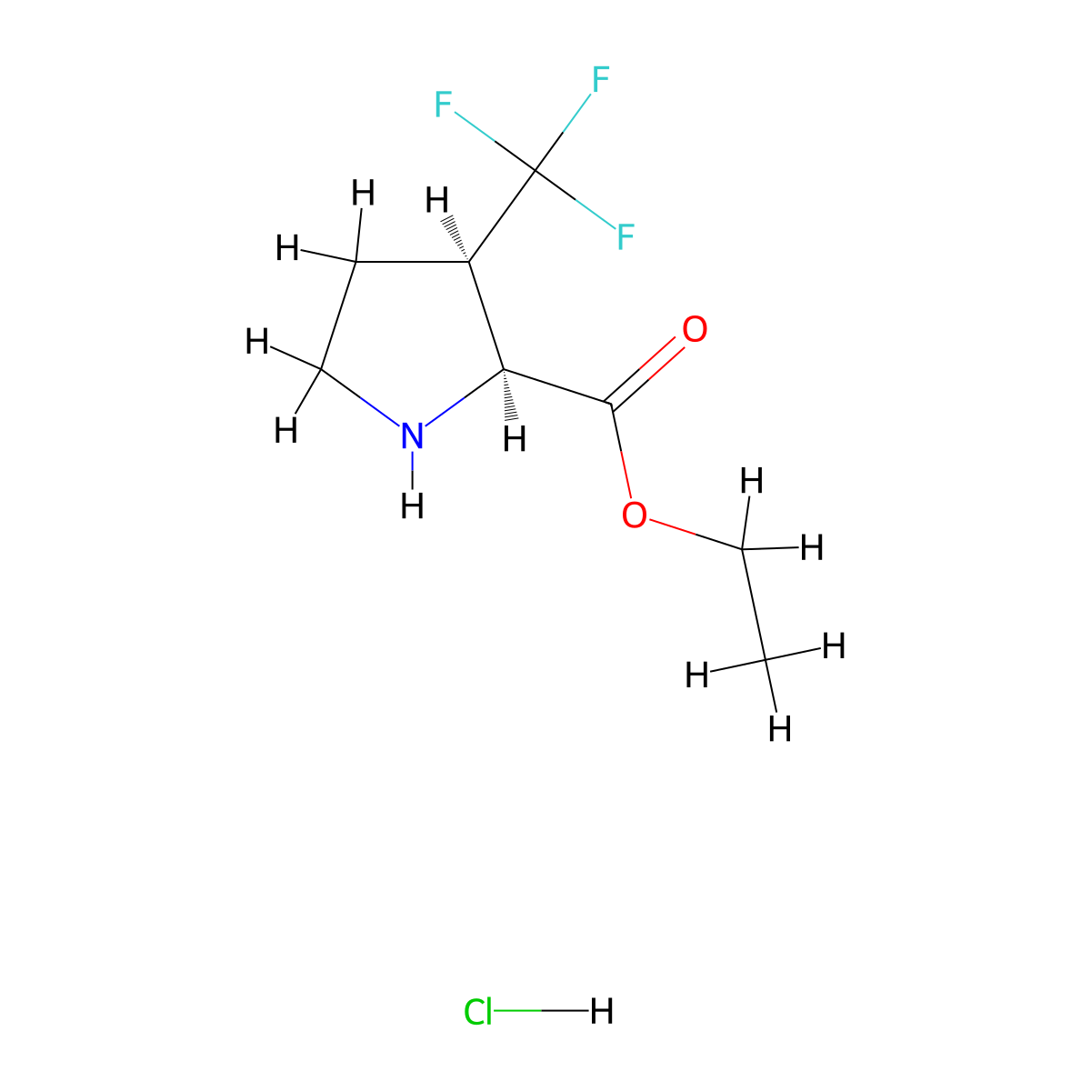 Ethyl cis-3-(trifluoromethyl)pyrrolidine-2-carboxylate;hydrochloride molecular structure, CAS 2242748-18-9