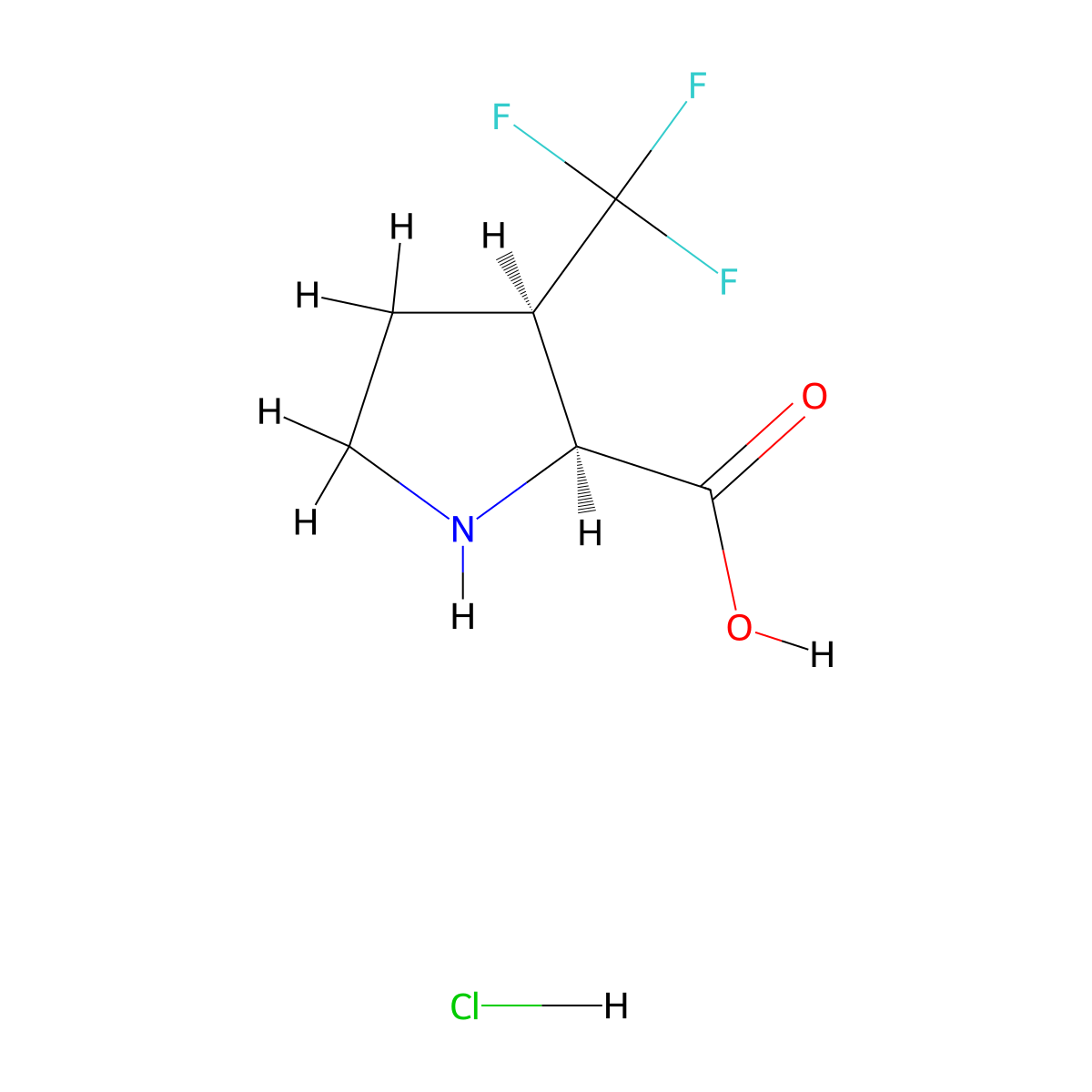 cis-3-(Trifluoromethyl)pyrrolidine-2-carboxylic acid;hydrochloride molecular structure, CAS 2242748-19-0
