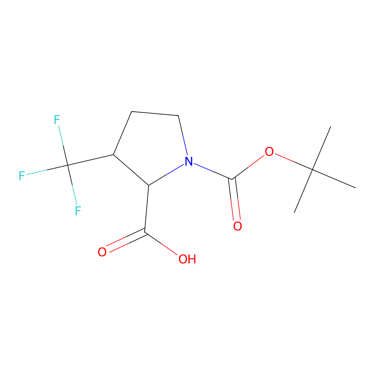 (2R,3R)-1-[(tert-butoxy)carbonyl]-3-(trifluoromethyl)pyrrolidine-2-carboxylic acid molecular structure, CAS 2242748-37-2