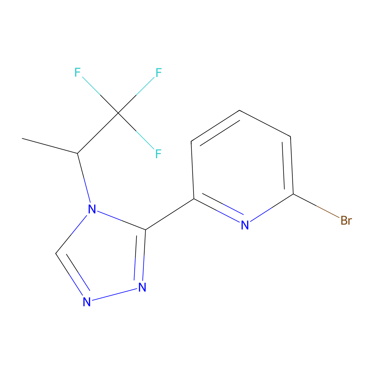 2-Bromo-6-(4-(1,1,1-trifluoropropan-2-yl)-4H-1,2,4-triazol-3-yl)pyridine molecular structure, CAS 2242801-81-4