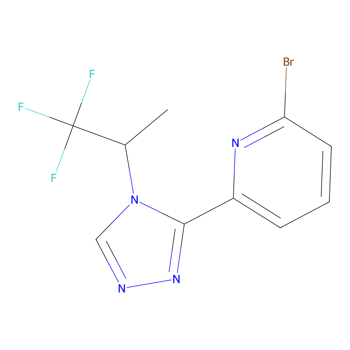 2-Bromo-6-(4-(1,1,1-trifluoropropan-2-yl)-4H-1,2,4-triazol-3-yl)pyridine molecular structure, CAS 2242801-81-4