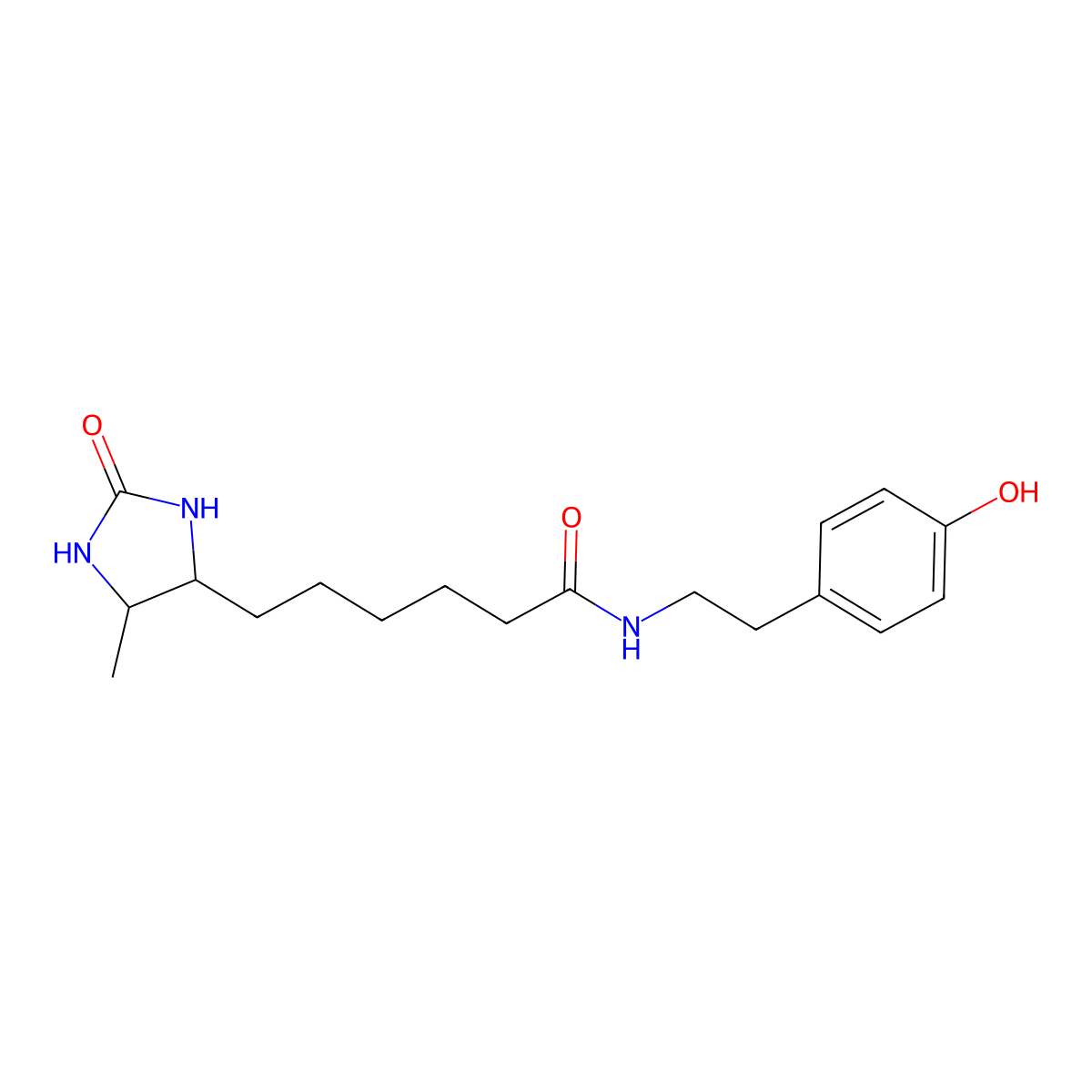 (4R,5S)-N-[2-(4-Hydroxyphenyl)ethyl]-5-methyl-2-oxo-4-imidazolidinehexanamide molecular structure, CAS 2242902-55-0