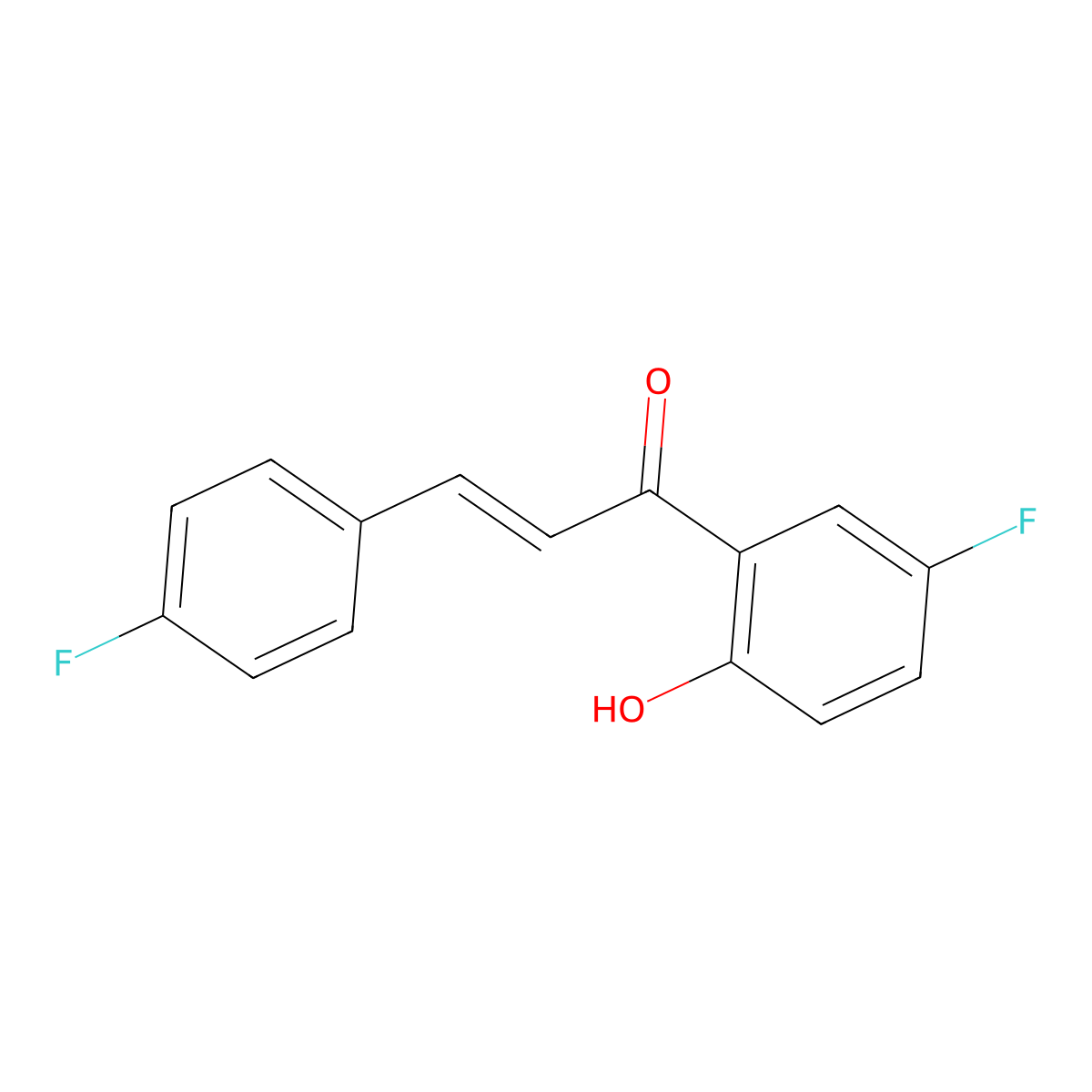(2E)-1-(5-fluoro-2-hydroxyphenyl)-3-(4-fluorophenyl)prop-2-en-1-one molecular structure, CAS 224294-26-2