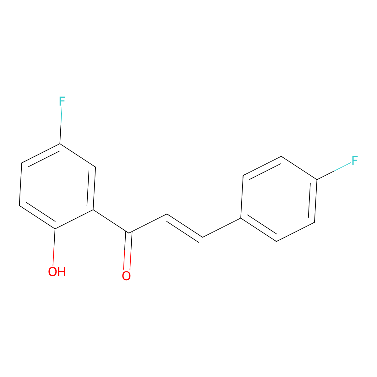 (2E)-1-(5-fluoro-2-hydroxyphenyl)-3-(4-fluorophenyl)prop-2-en-1-one molecular structure, CAS 224294-26-2