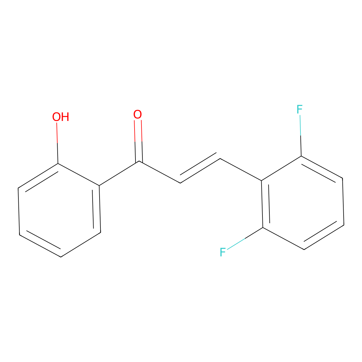 2-Propen-1-one, 3-(2,6-difluorophenyl)-1-(2-hydroxyphenyl)-, (2E)- molecular structure, CAS 224294-30-8