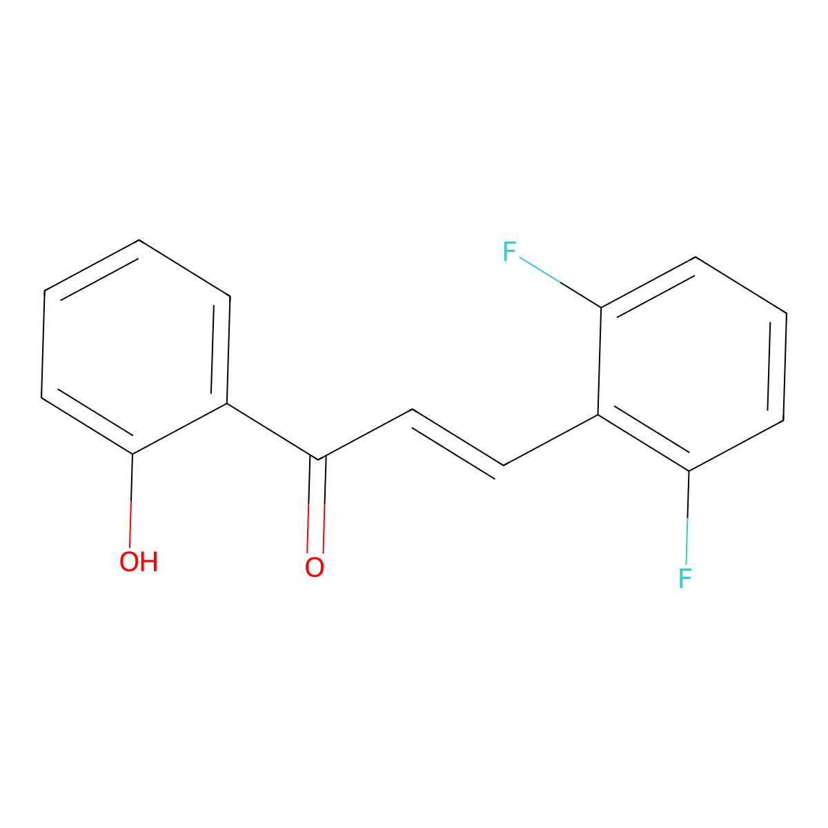 2-Propen-1-one, 3-(2,6-difluorophenyl)-1-(2-hydroxyphenyl)-, (2E)- molecular structure, CAS 224294-30-8