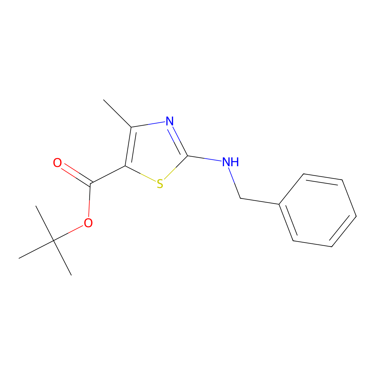 Tert-butyl 2-(benzylamino)-4-methyl-1,3-thiazole-5-carboxylate molecular structure, CAS 2242958-10-5